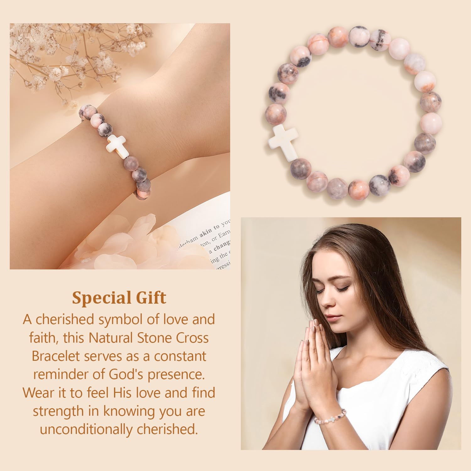 Christian Easter Gifts for Women - Cross Bracelet with Inspirational Bible Verse | Religious Jewelry for Daughter, Granddaughter, Sister, Mom, Grandma & Godmother | Perfect for Easter Basket Stuffers, Birthday & Faith-Based Occasions | Wear Daily as a Symbol of Jesus' Love