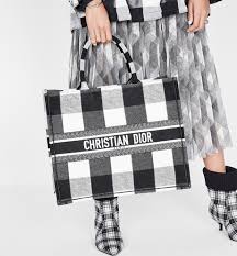 Dior Book Tote Bag in Off White & Black Embroidered Canvas - Luxury Designer Tote for Women, Perfect for Travel, Work & Everyday Use