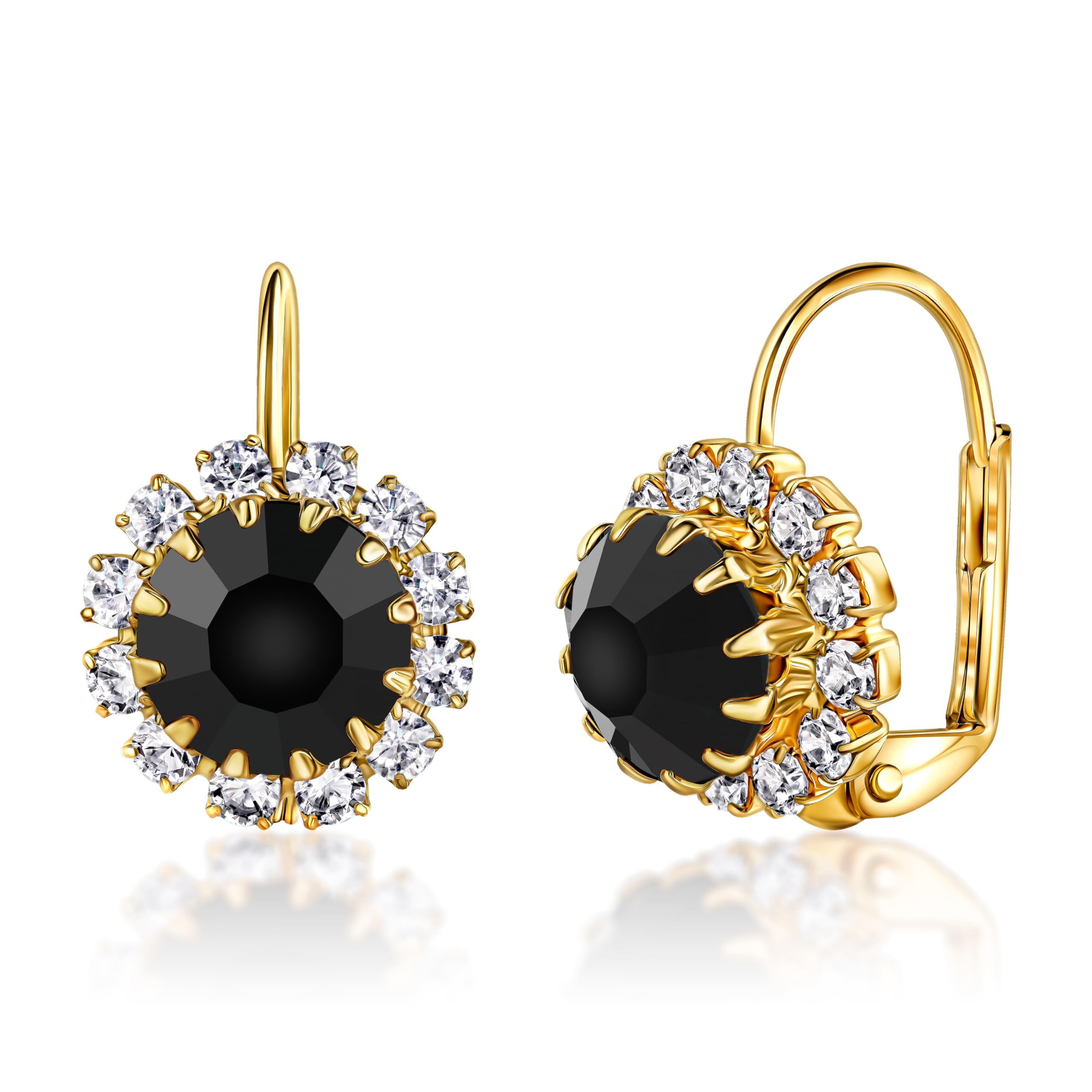 18K Gold Plated Crystal Flower Earrings for Women | Cubic Zirconia Dangle Earrings | Elegant Jewelry Gift for Birthday, Wedding & Party