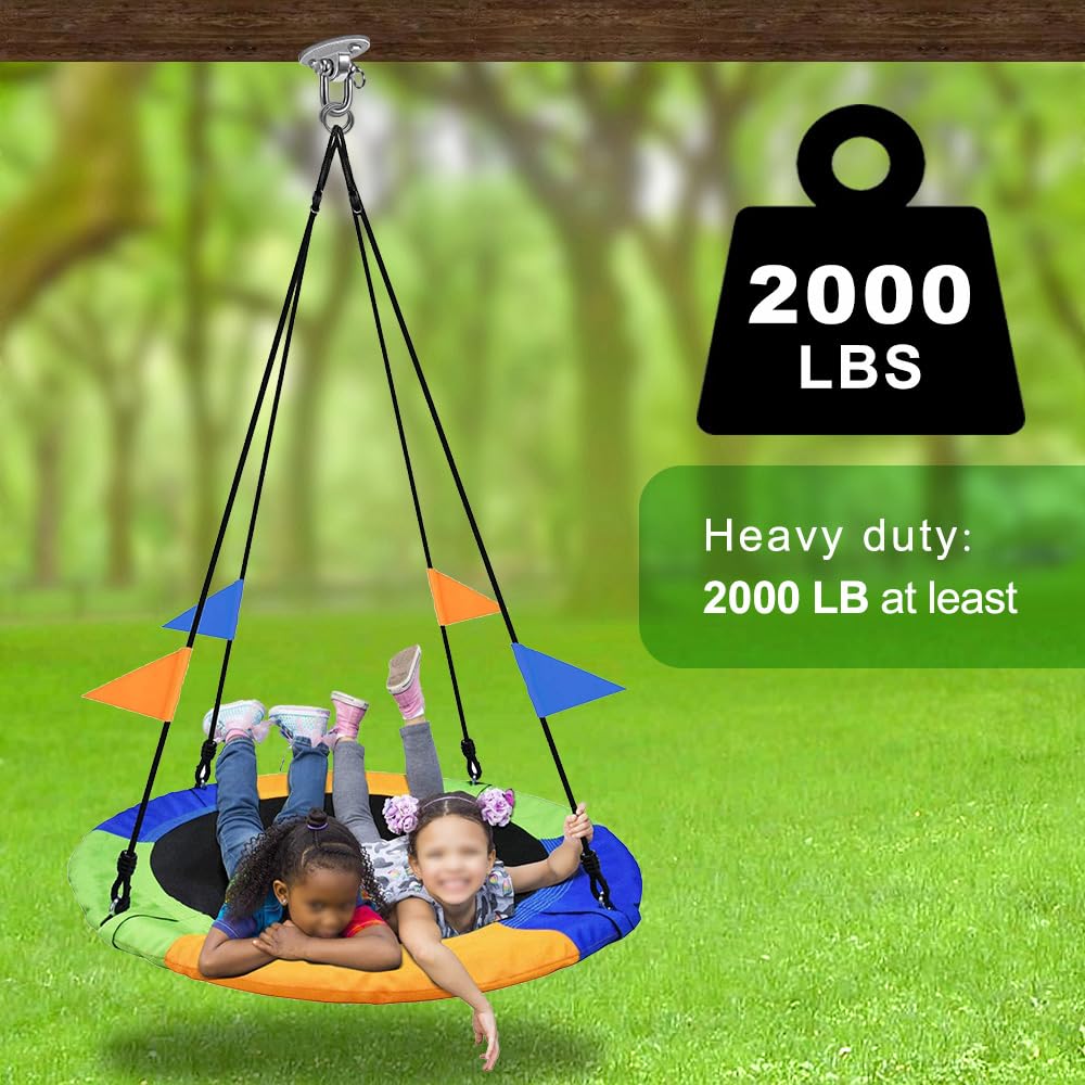 SELEWARE 2 Pack 2000 lb Capacity Heavy Duty Stainless Steel Swing Hangers - 180° Rotation Hooks for Concrete Ceiling & Wooden Beams - Perfect for Porch, Playground, Hammock, Gym & Swing Sets Installation