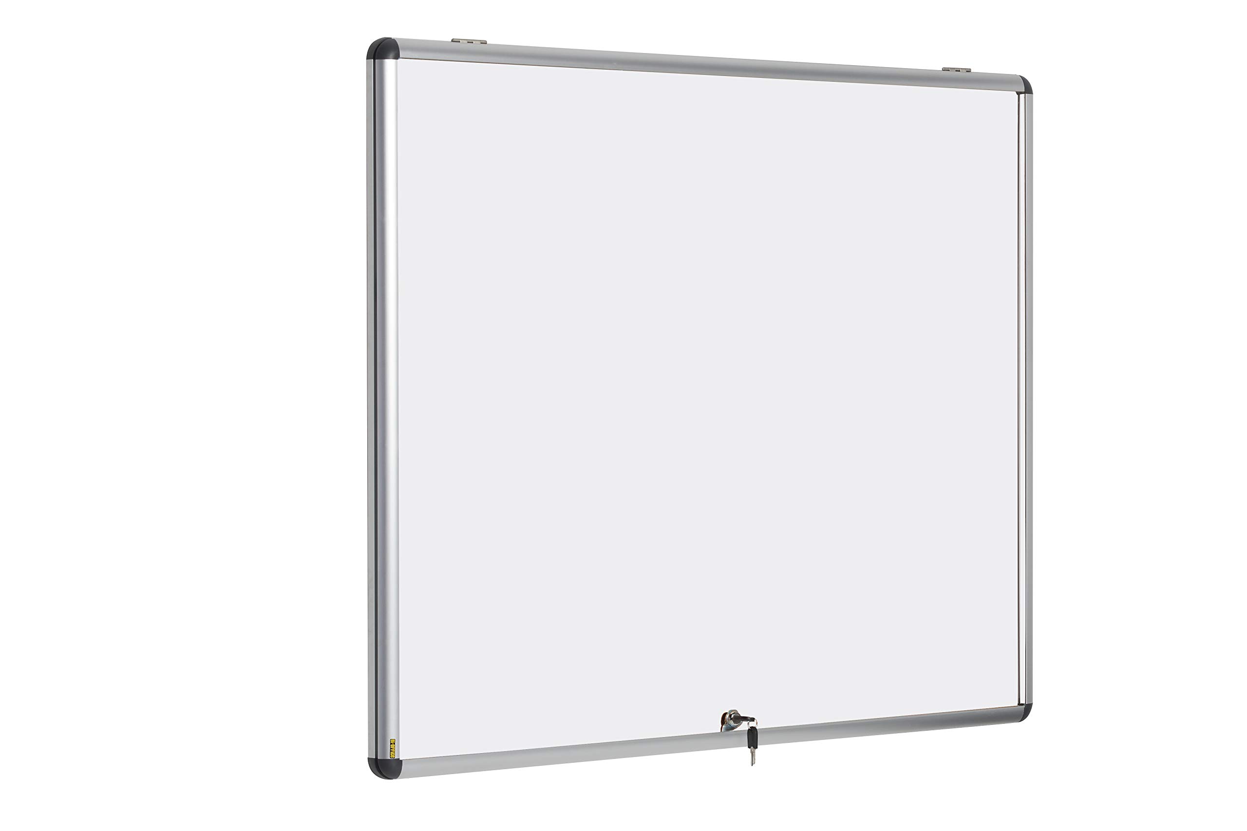Premium Magnetic Display Case Enclosure - 65.6 x 60.3 cm (6X A4) - Lacquered Steel Surface with Aluminum Frame & Top-Hinged Acrylic Door - Perfect for Art Exhibitions, Retail Displays & Collectible Showcases