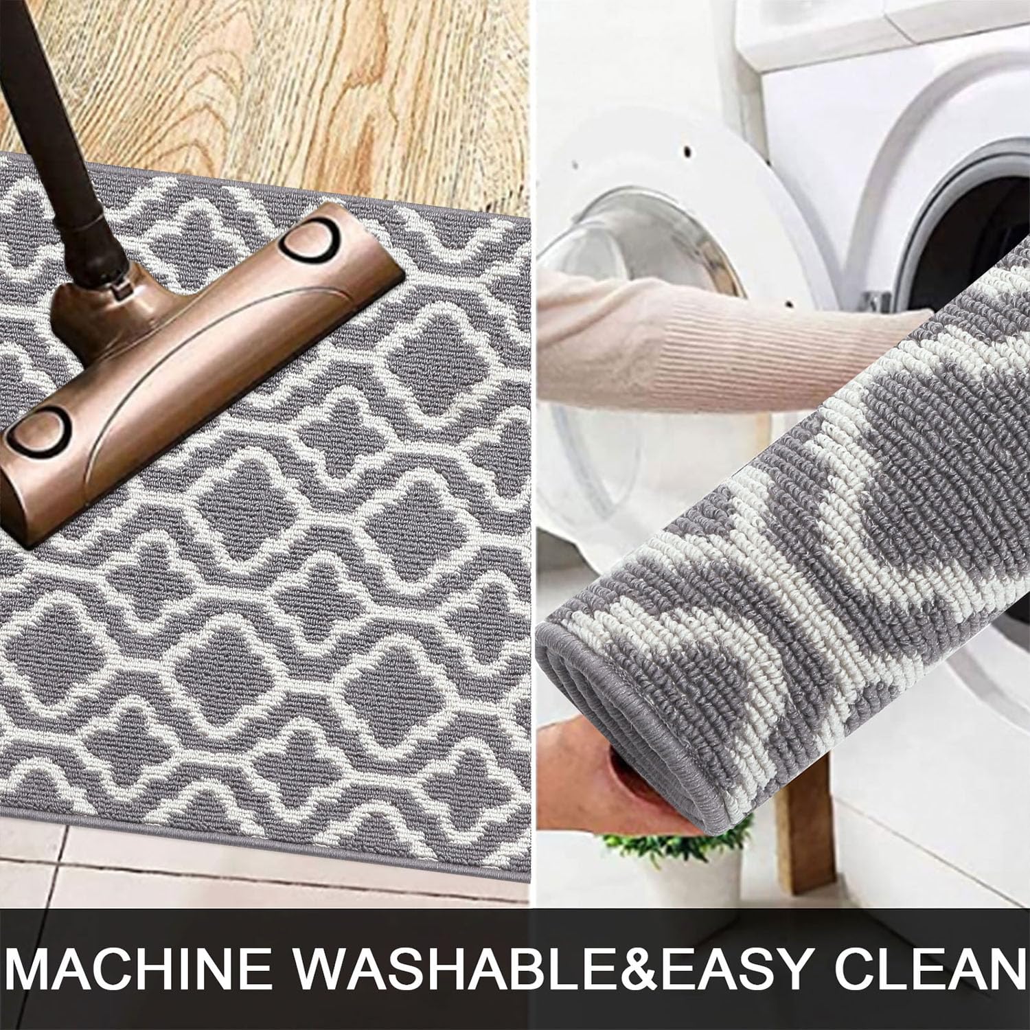 SHACOS 80x120cm Non-Slip Dirt Trapper Door Mat - Absorbent Machine Washable Indoor/Outdoor Entrance Rug for Front Door, Kitchen, Entryway & Garden - Perfect for Muddy Shoes, Pet Paws & Wet Weather (Grey)