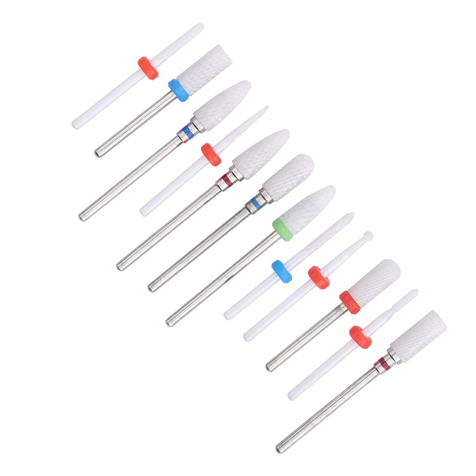 12PCS Ceramic Nail Drill Bits for Electric Nail File - Professional Acrylic Nails & Cuticle Care - Durable Milling Cutter Bits for Manicure & Pedicure - Perfect for Salon & Home Nail Art