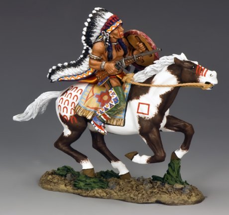 Little Wolf Wearing War Bonnet - Authentic Native American Warrior Figure by King & Country TRW061(P) | Historical Collectible for Western Decor, Native American Heritage Displays & Military Memorabilia Collections