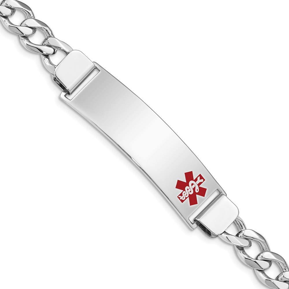 Premium 925 Sterling Silver Engravable Medical ID Bracelet for Nurses - Caduceus Symbol & RN Registered Nurse Bar Tag - Secure Lobster Clasp, 7