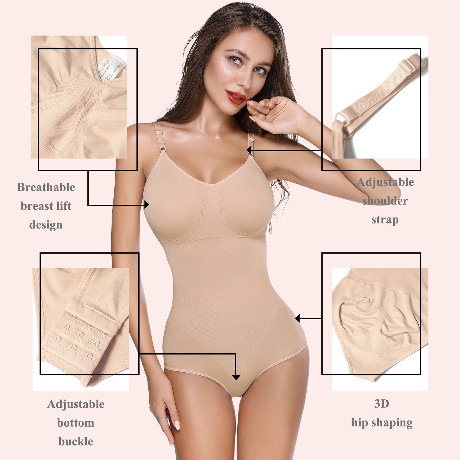 SLIMBELLE Women's Tummy Control Shapewear Bodysuit - Full Body Shaper for Waist Slimming & Posture Support | Seamless Underwear for Everyday Wear, Special Occasions & Workout Outfits