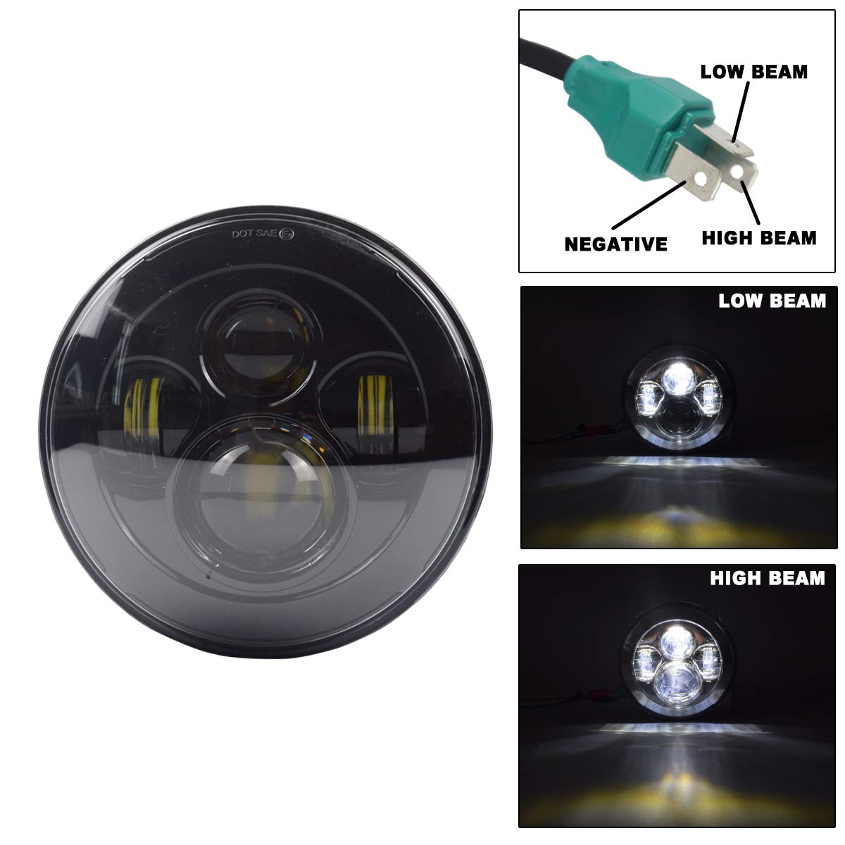 7 Inch Motorcycle Headlights & 4.5 Inch Fog Lights Replacement Set for Harley Davidson Touring Road King Ultra Classic Electra - Black LED Headlight Kit for Night Riding & Off-Road Adventures