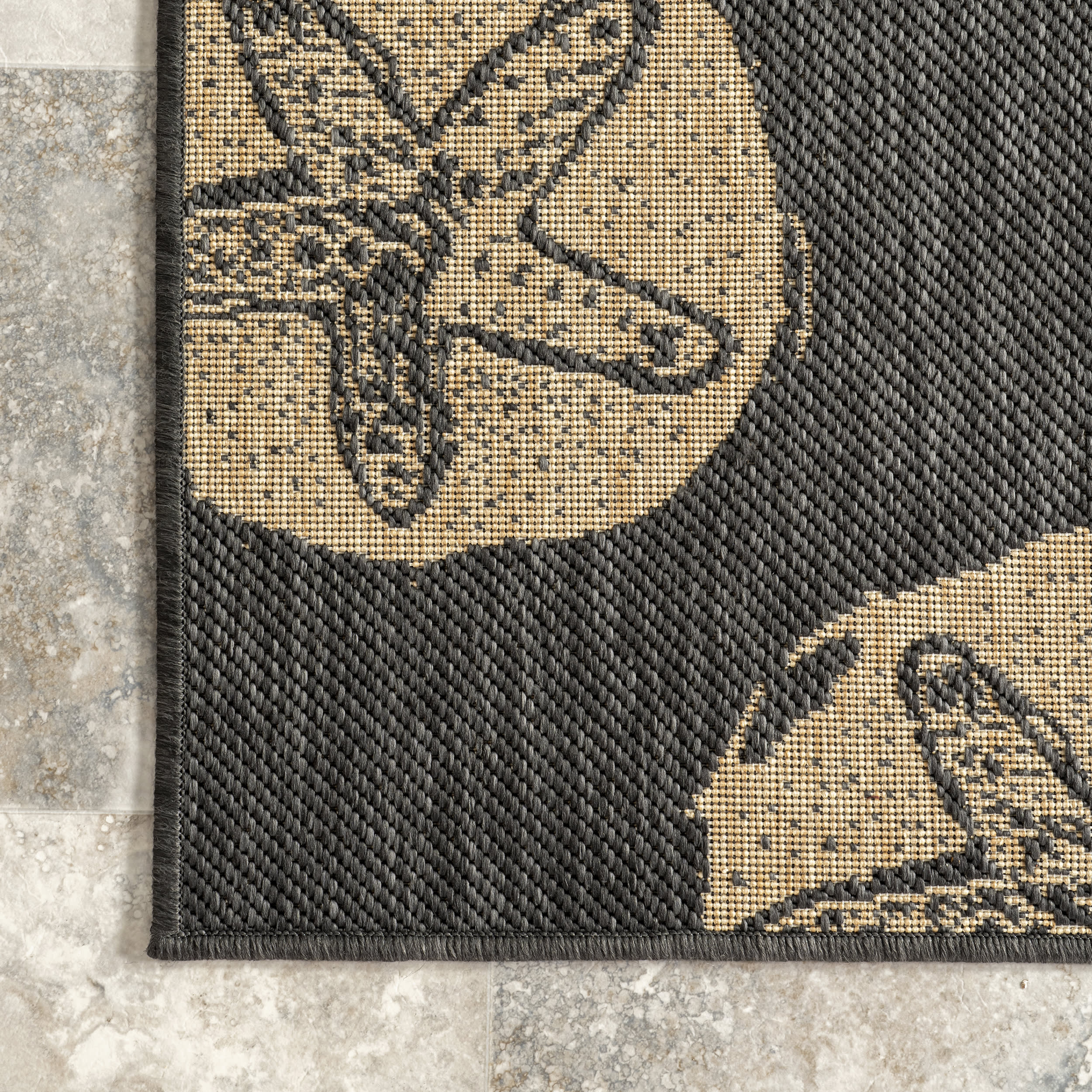 Premium Coralie Starfish Indoor/Outdoor Area Rug - Dark Grey Non-Slip Floor Mat for Living Room, Bedroom, Patio & Deck Decor