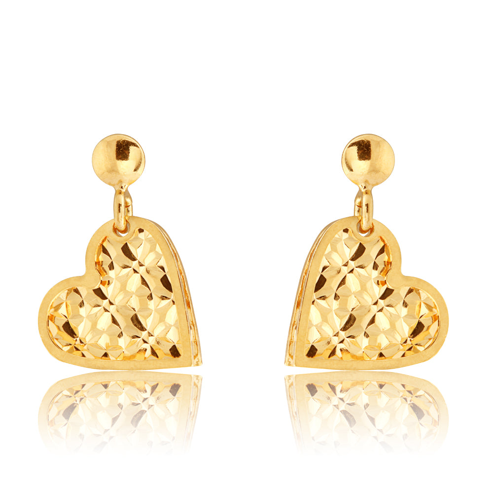 9ct Gold Silver Filled Heart Drop Earrings for Women - Elegant Dangle Earrings for Valentine's Day, Anniversary & Special Occasions