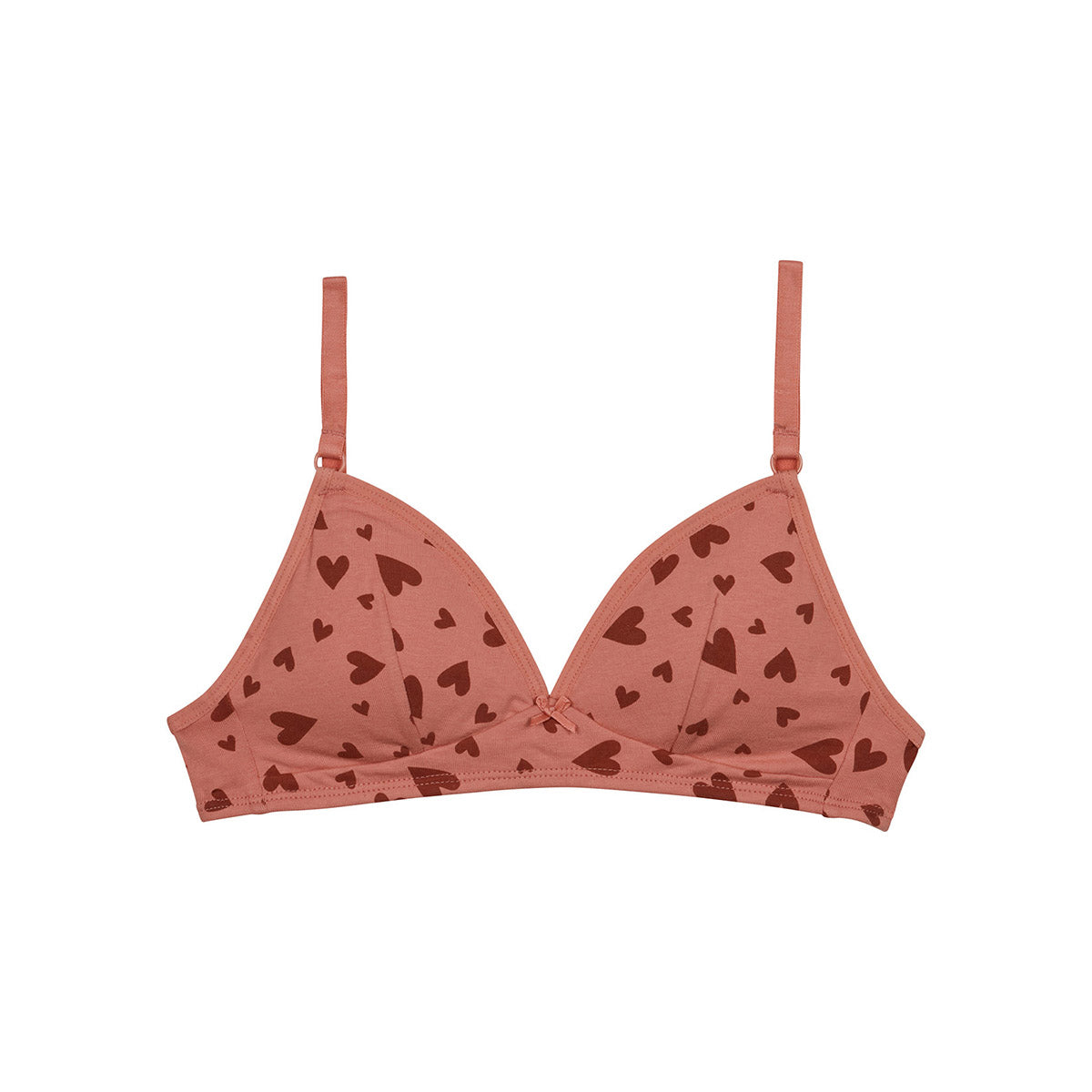 Wireless Triangle Bralette - Soft Stretch Cotton, Heart Print, Pocket Design - Perfect for Yoga, Lounge & Everyday Comfort