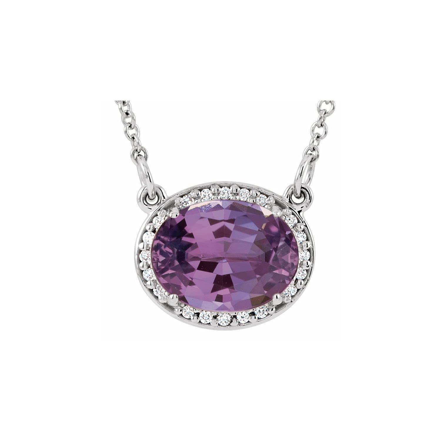 14K Gold Gemstone & Natural Diamond Pendant Necklace - 16.5