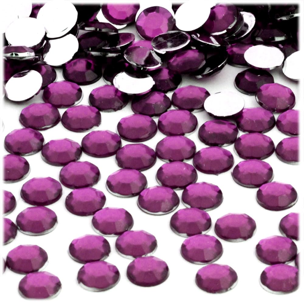 1000pcs 9mm Round Purple Amethyst Rhinestones for DIY Crafts, Jewelry Making, Nail Art & Scrapbooking - Premium Flatback Gemstones by The Crafts Outlet