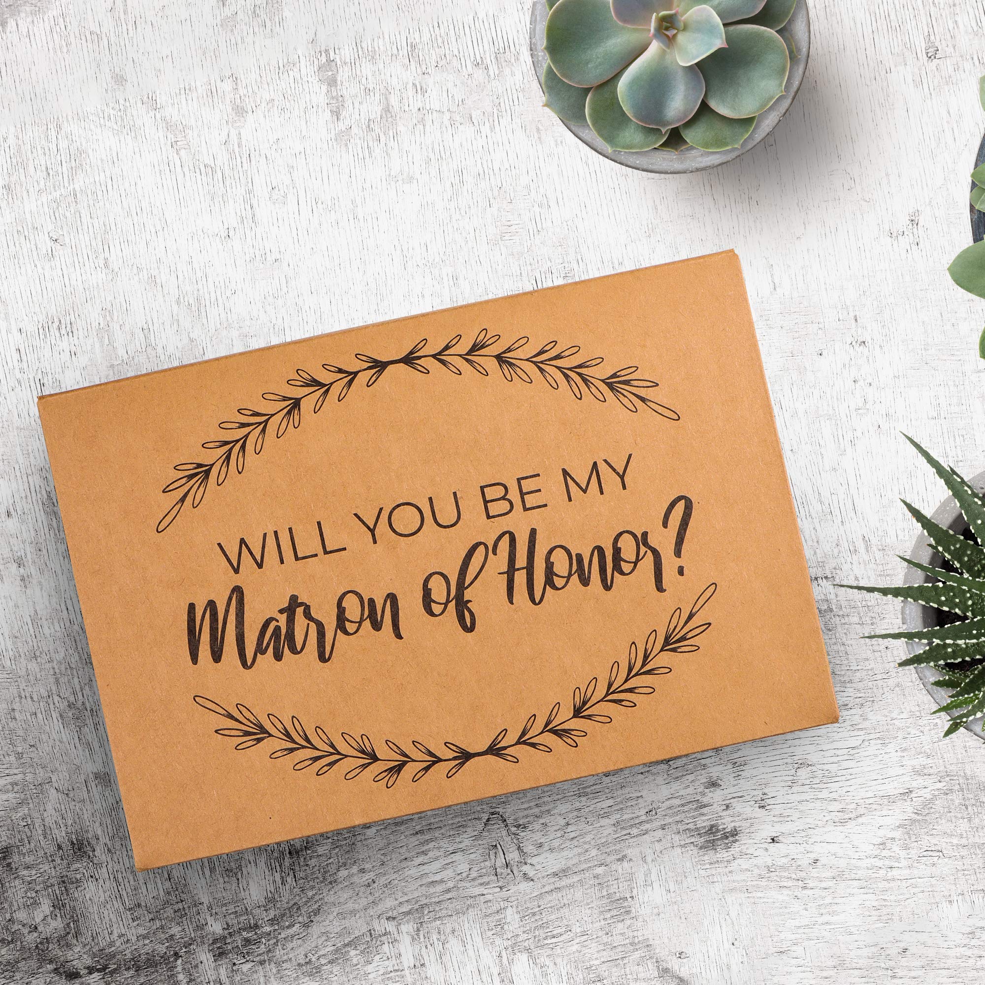 Matron of Honor Proposal Gift Box - Rustic Kraft Design Wedding Party Proposal Kit (1 Pack) - Perfect for Bridal Shower, Bachelorette Party & Wedding Planning