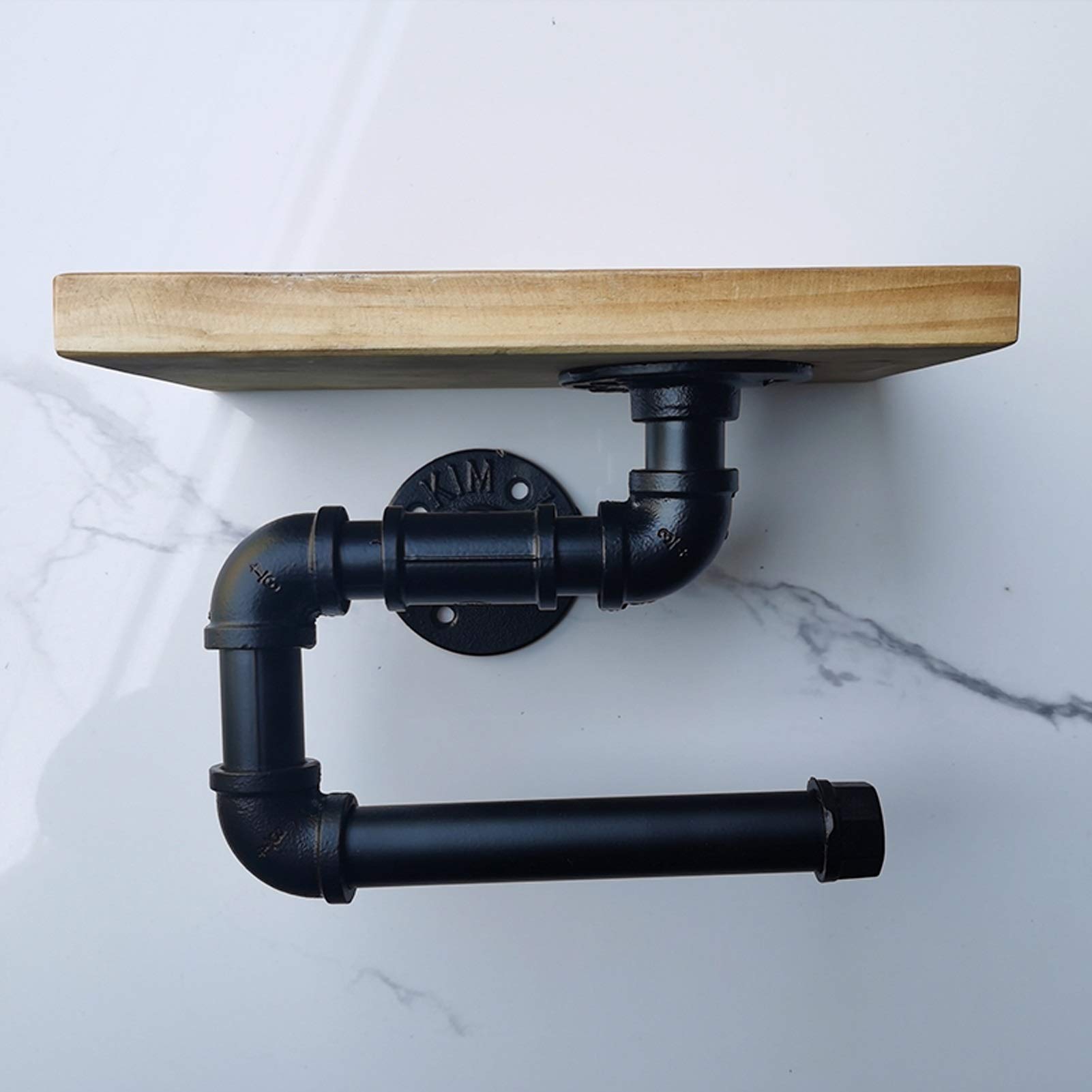 Black Metal Wall Mounted Kitchen Paper Towel Holder - 25×15cm Industrial Style Roll Dispenser for Kitchen, Bathroom & Laundry Storage Rack - Perfect for Small Spaces & Water Pipe Shelves Organization
