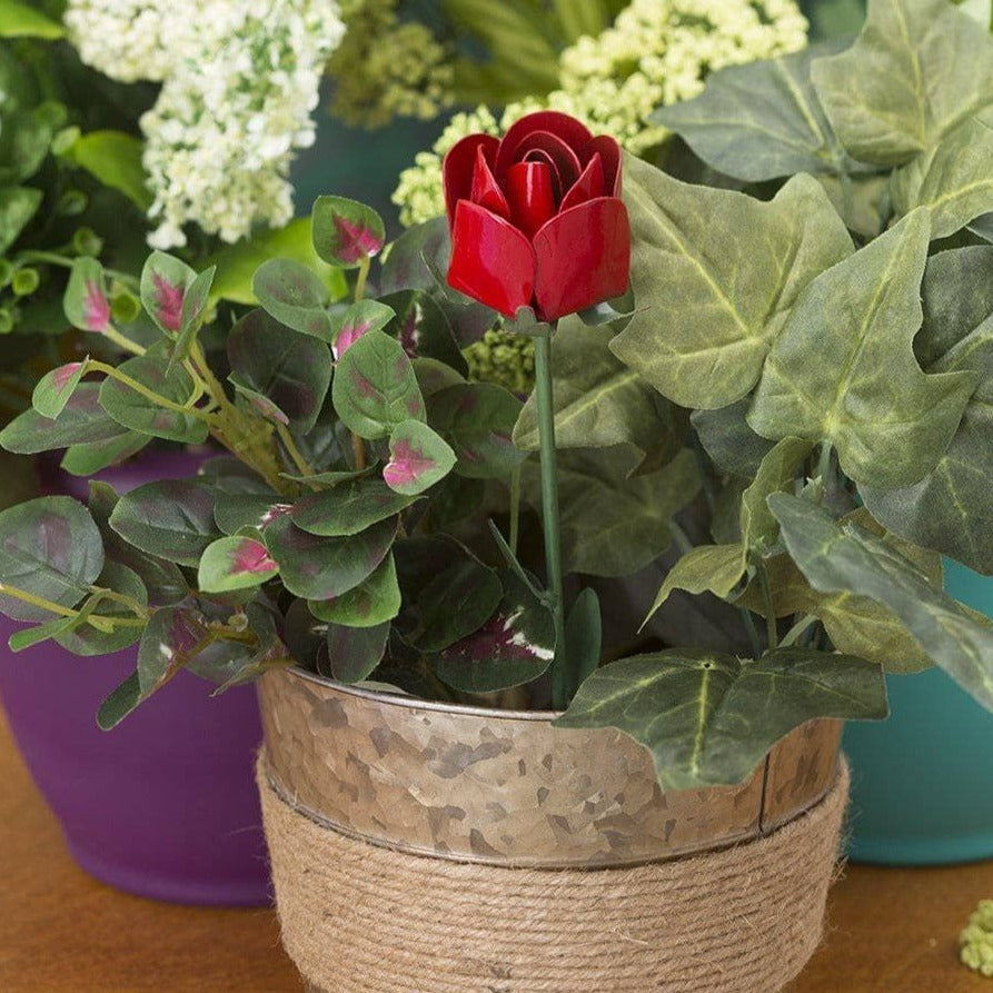 Red Rose Artificial Plant Pick - Realistic Silk Flower Stems for Home Decor, Wedding Bouquets, and DIY Floral Arrangements