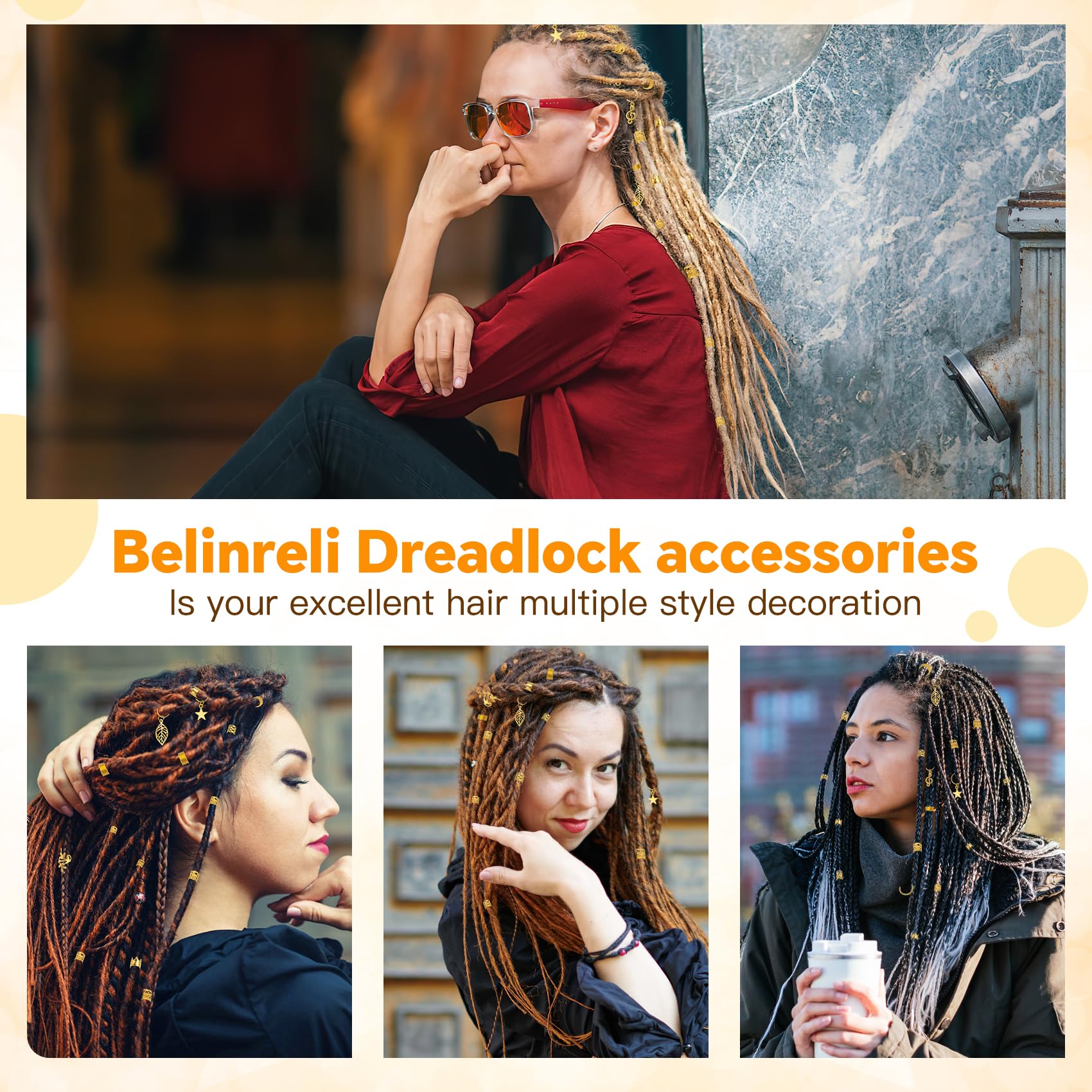 275 Pcs Gold Metal Hair Jewelry for Women - Braid Rings, Cuffs & Clips for Dreadlocks & Braids - Unisex Hair Accessories for Parties, Weddings & Everyday Style