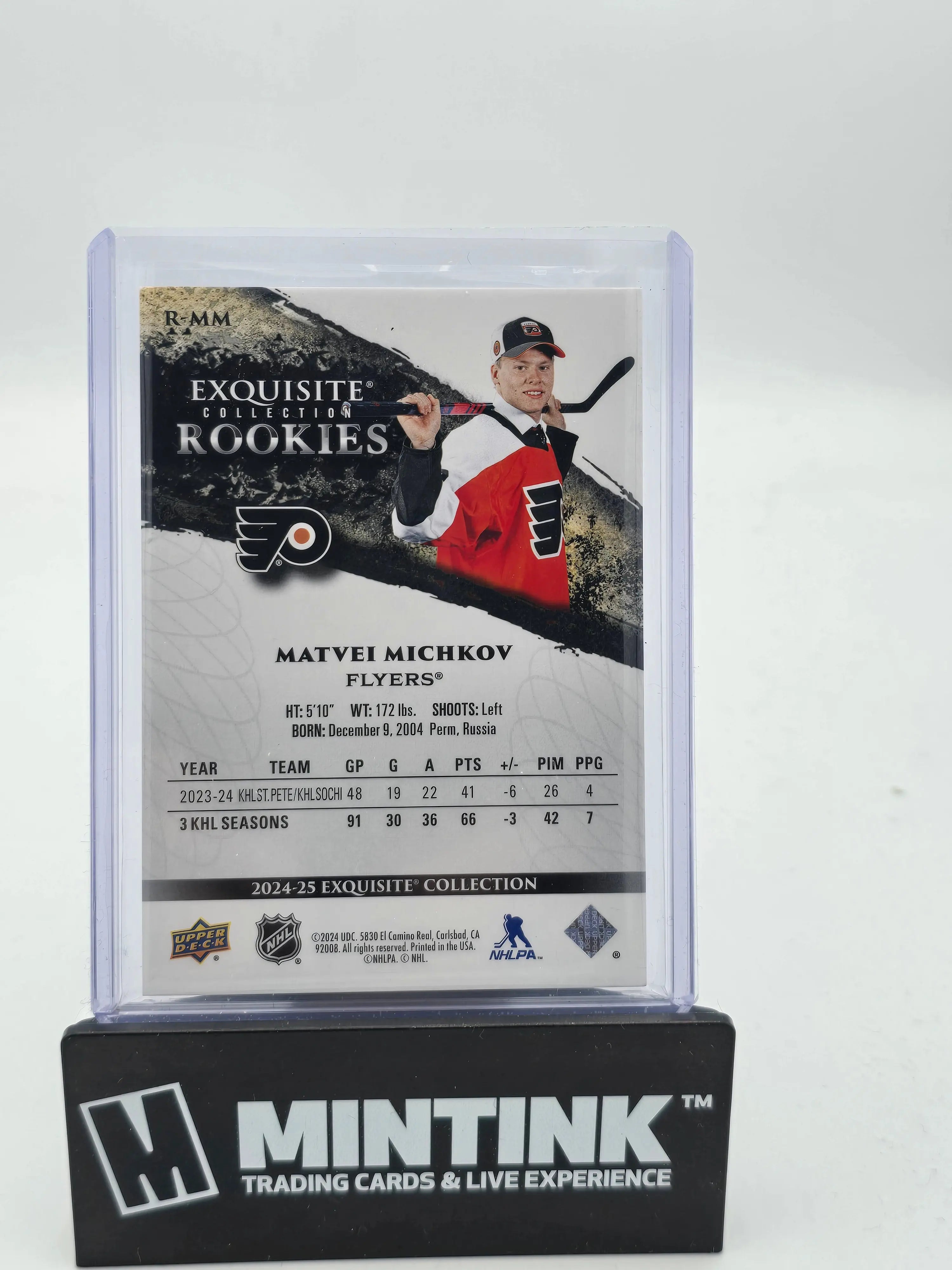 2024-25 Upper Deck Exquisite Collection Hockey Matvei Michkov Rookie Card /399 - Limited Edition Collectible for NHL Fans & Sports Memorabilia Enthusiasts