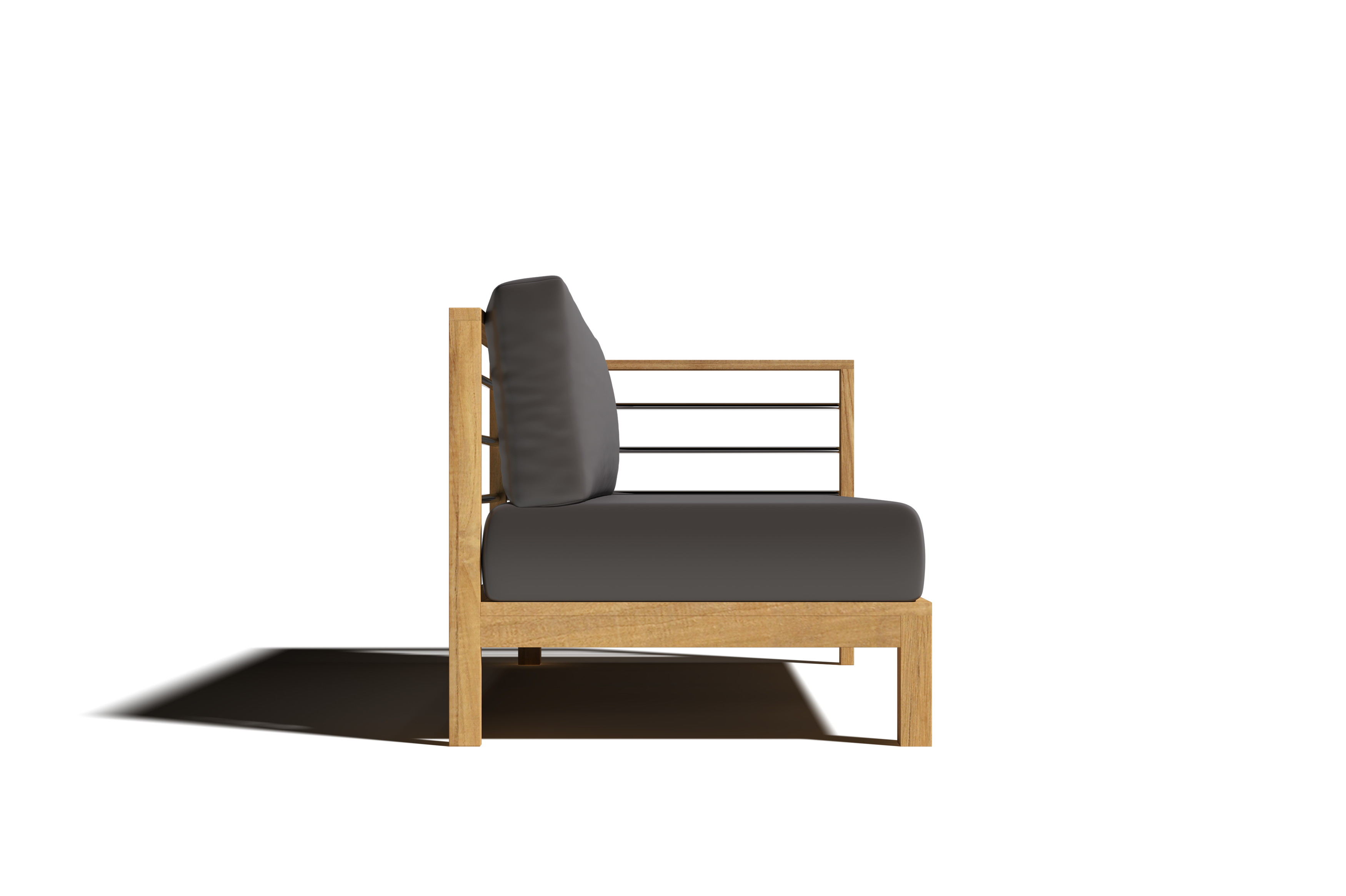 Premium Leon Teak Outdoor Sectional Right Sofa with Sunbrella Charcoal Cushion - Durable Patio Furniture for Backyard, Poolside & Garden Relaxation