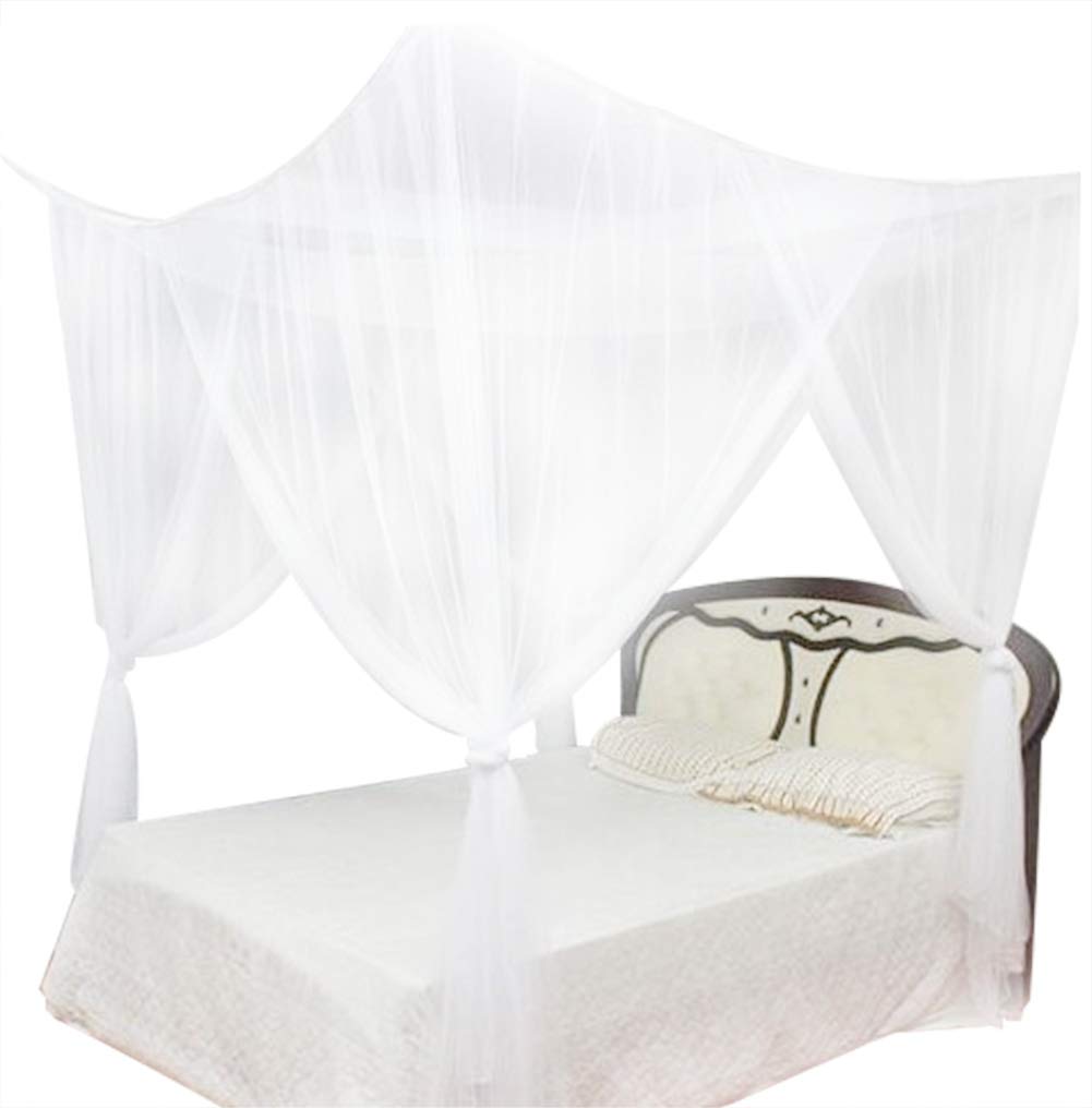 Universal 4 Corner Mosquito Net for Full to King Size Beds - White, Bedroom Protection