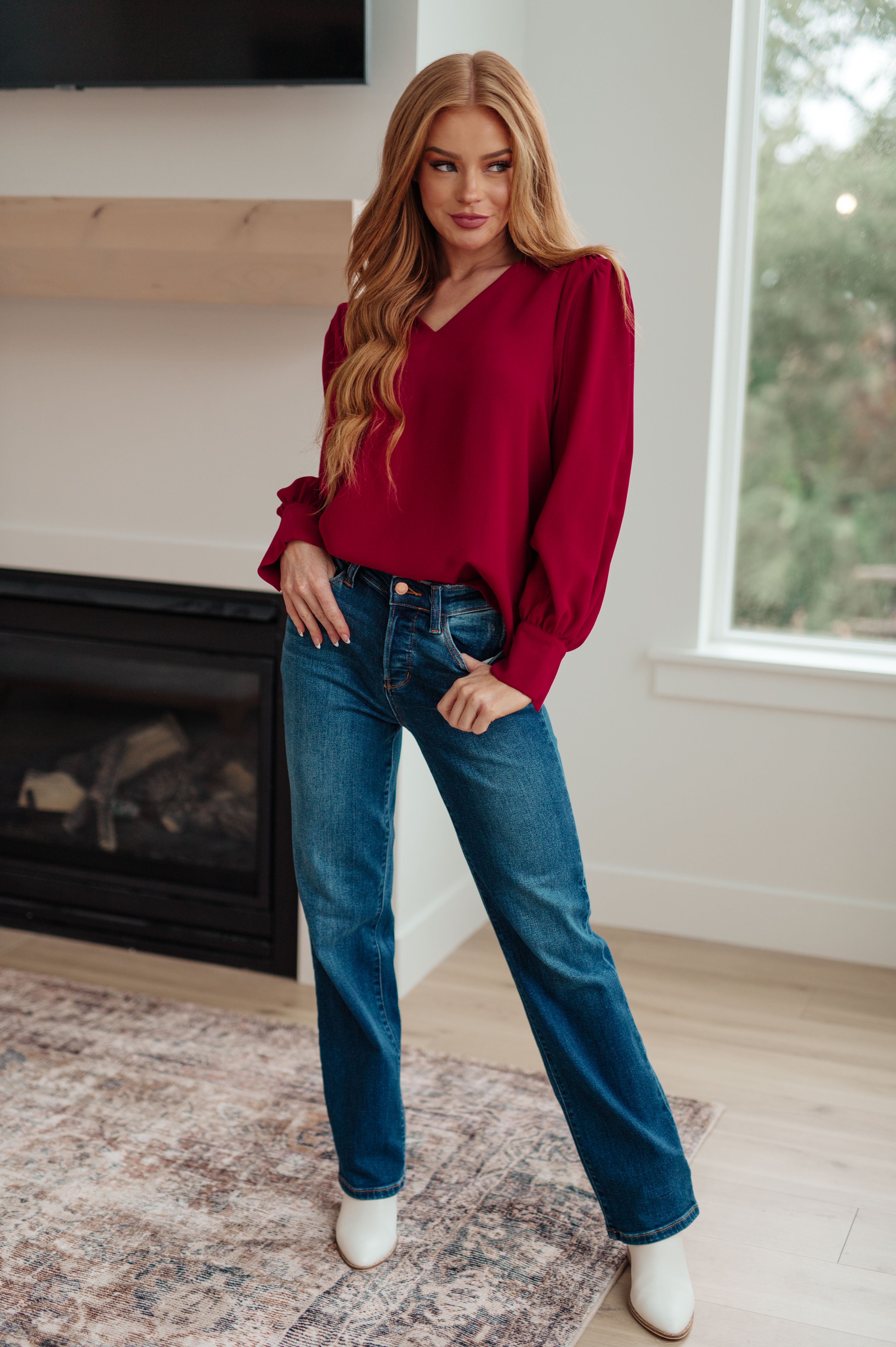 Back in Business V Neck Blouse for Women - Elegant Office Wear & Professional Business Attire - Perfect for Work, Meetings & Corporate Events