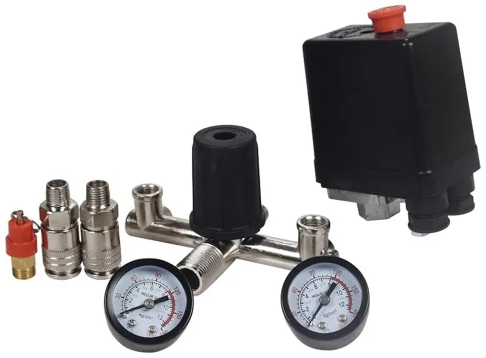 220V/380V 90-120 PSI Air Compressor Pump with Pressure Switch, Control Valve, Manifold, Relief Regulator & Gauge - Heavy Duty for Industrial & Home Garage Use (Color: 220V)