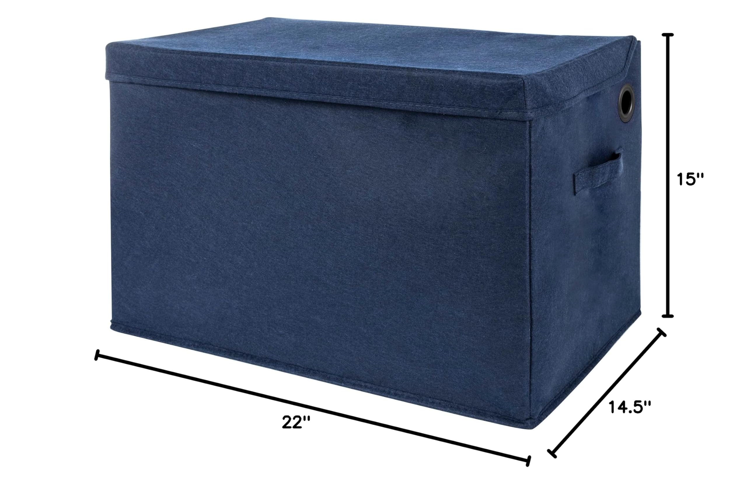 Sammy & Lou Collapsible Felt Toy Storage Box with Handles & Hinged Lid - 22 x 14.5 x 15 Inches Navy Blue - Kids Room Organization, Nursery Toy Chest, Playroom Storage for Toddlers