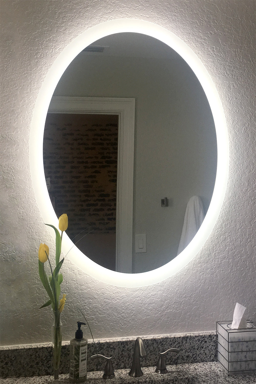24x32 Inch LED Vanity Mirror with Side Lighting - Oval Bathroom Makeup Mirror for Dressing Table & Home Decor
