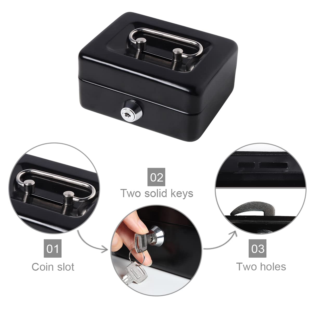 Small Cash Box with Lock & Money Slot - Decaller Metal Coin Piggy Bank for Adults & Kids - Perfect for Home, Office, Savings & Gift Giving
