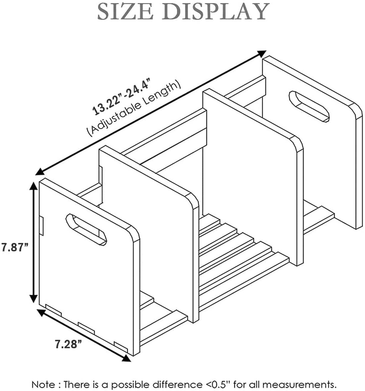 Expandable Desktop Bookshelf Organizer - Adjustable 13.2