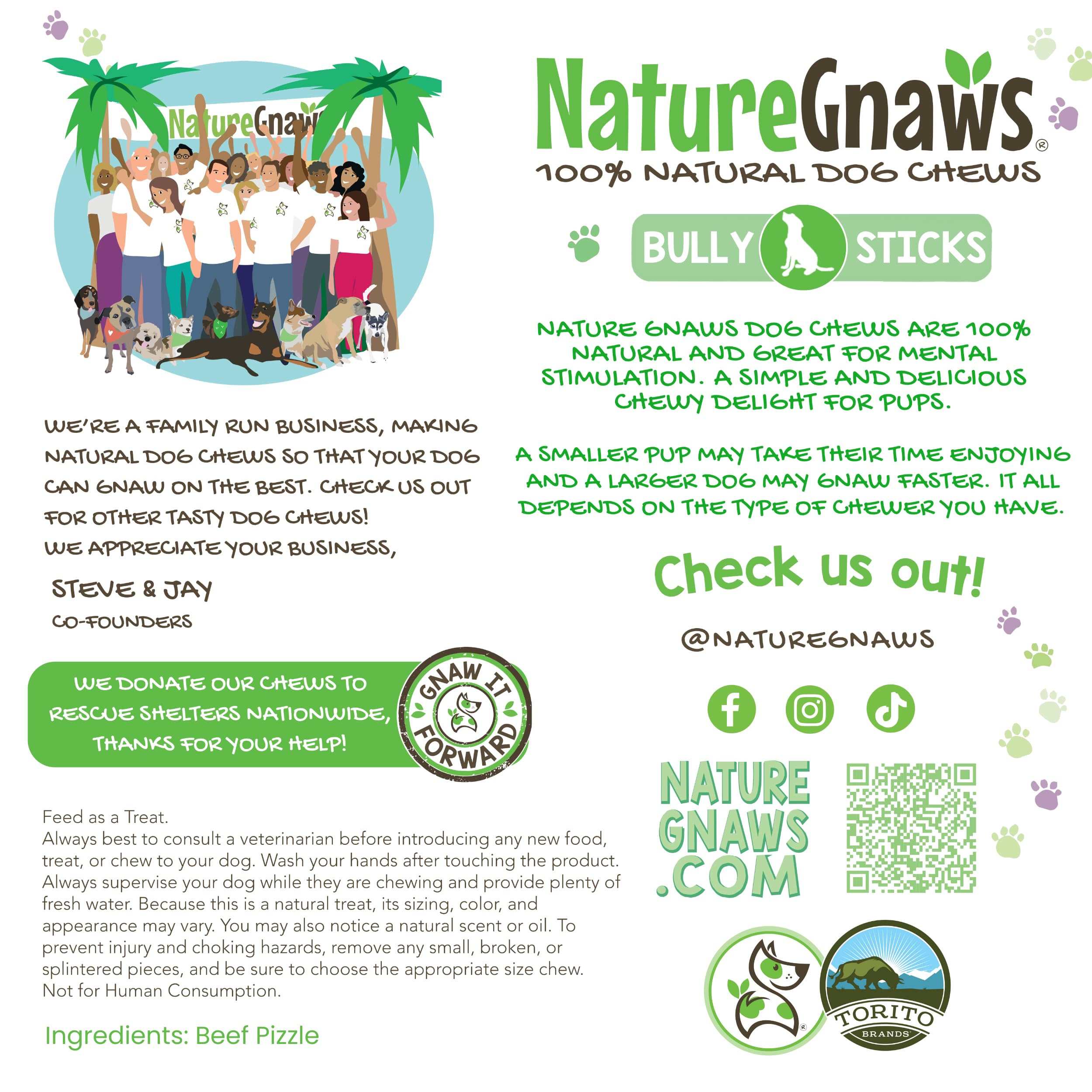 Nature Gnaws Large Bully Sticks for Dogs 5-6