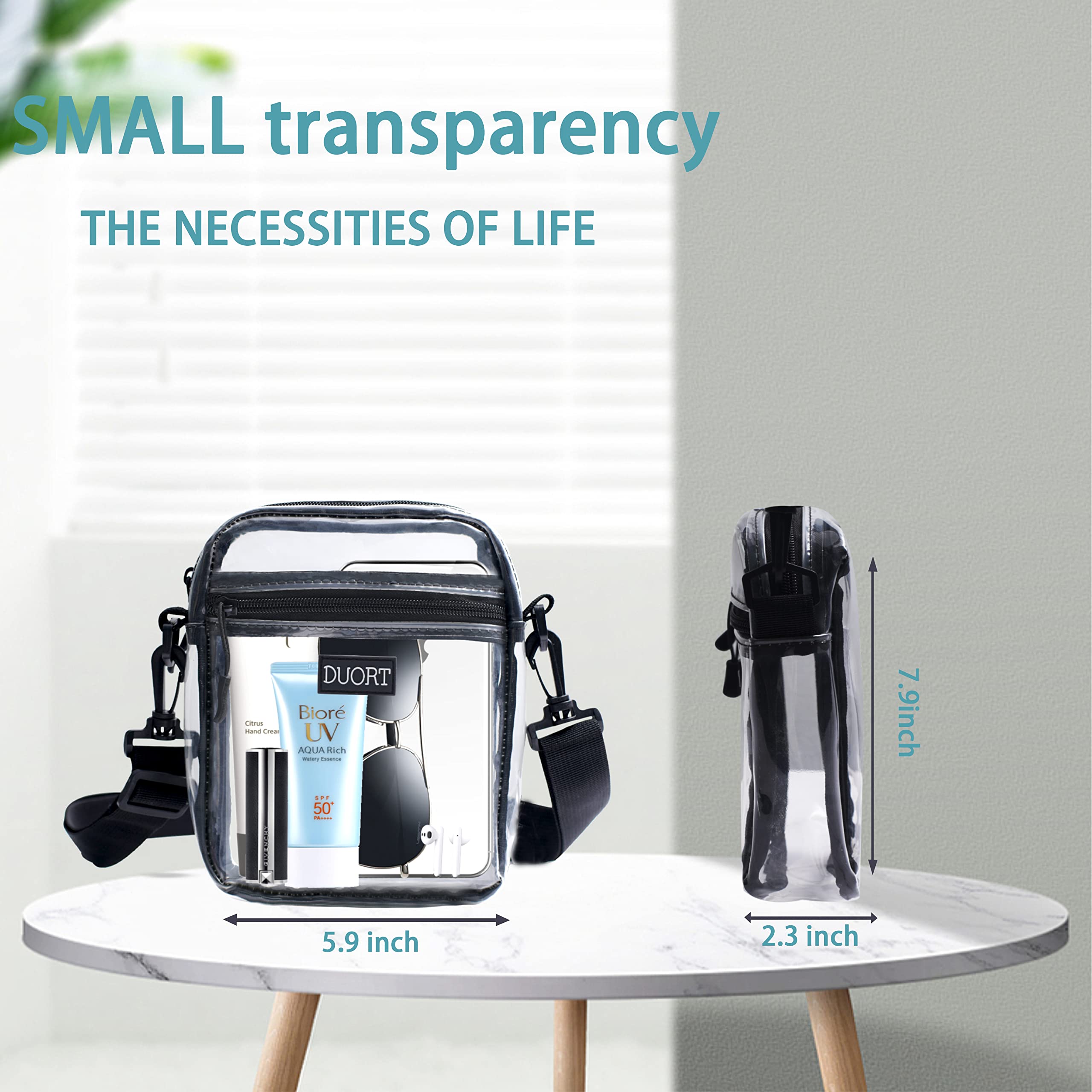 Stadium Approved Clear Bag - TPU Transparent Crossbody Purse with Inside Pocket & Adjustable Strap for Concerts, Sports Events | Perfect for NFL Games, Music Festivals & Theme Parks