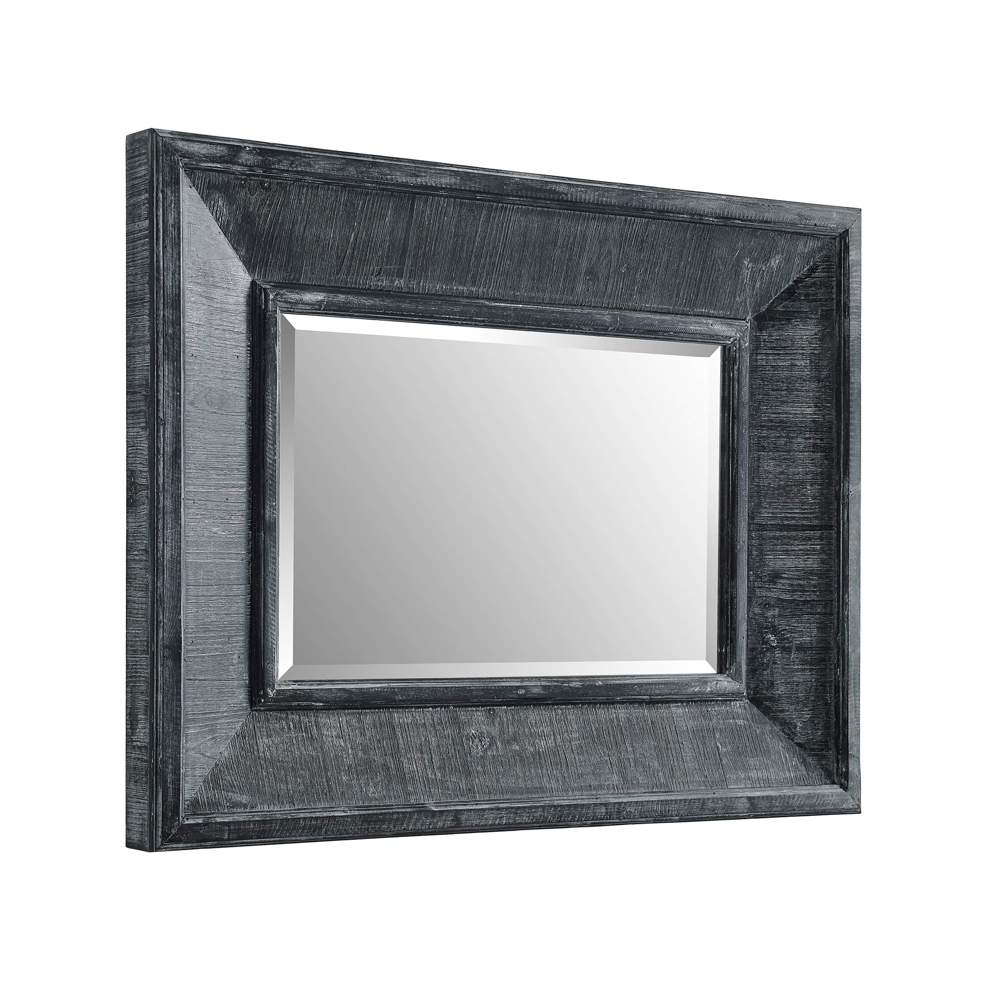 Walker Edison 36 Inch Large Beveled Farmhouse Rectangle Wood Wall Mirror - Grey | Rustic Vanity Mirror for Bathroom, Bedroom, Entryway & Hallway Decor | Perfect for Makeup, Home Staging & Interior Design