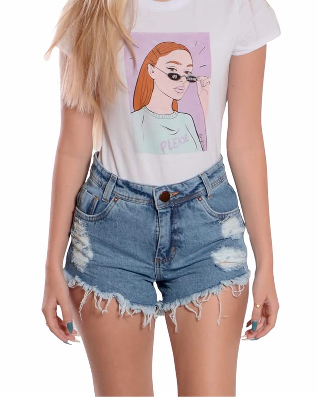 Kely Denim Women's High-Rise Distressed Jean Shorts - Classic Vintage Style Denim Shorts for Casual Wear, Summer Outfits & Beach Vacations