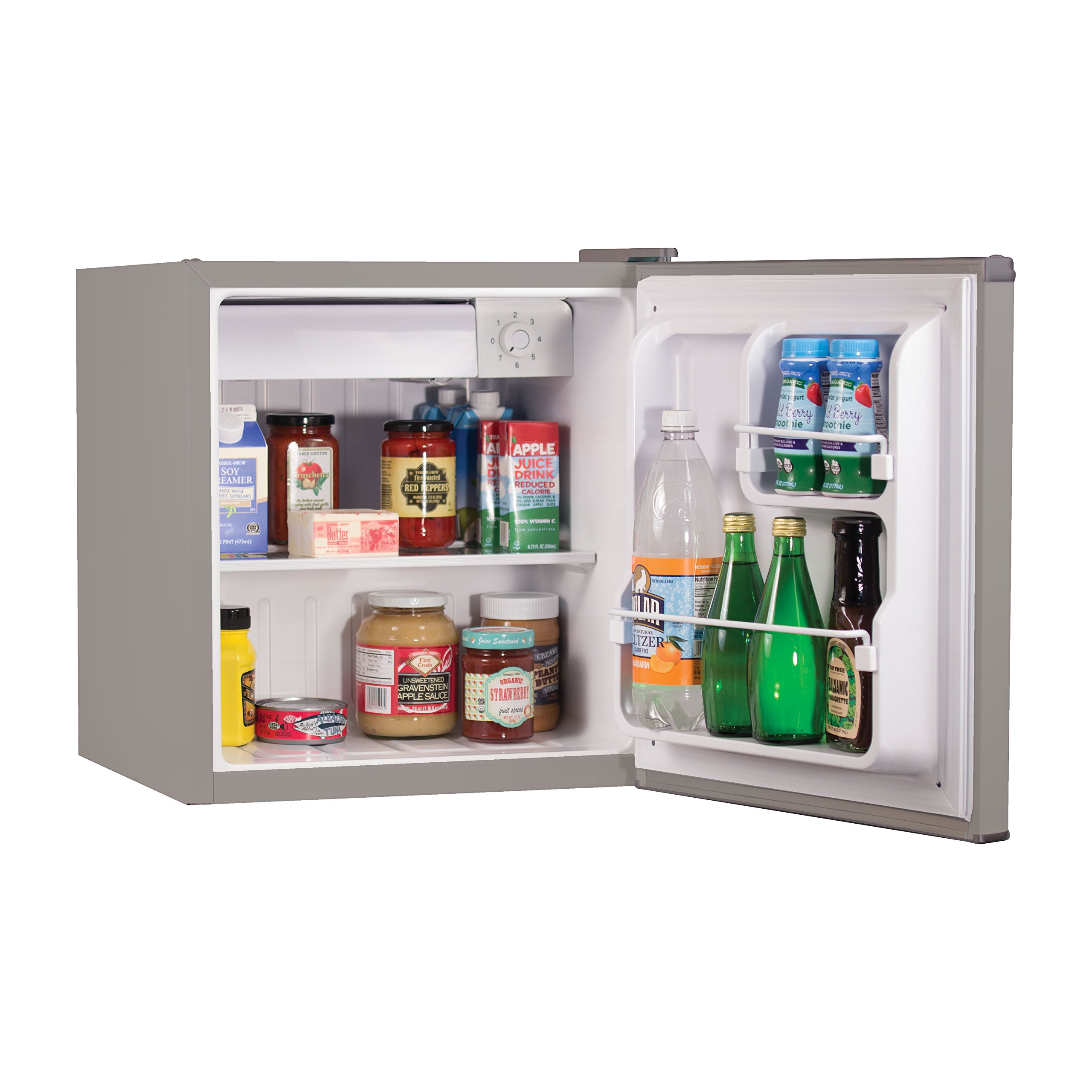 BLACK+DECKER BCRK17V 1.7 Cu Ft Energy Star Compact Refrigerator - Single Door Mini Fridge with Freezer, VCM Technology, Silver - Perfect for Dorm Rooms, Offices & Small Apartments