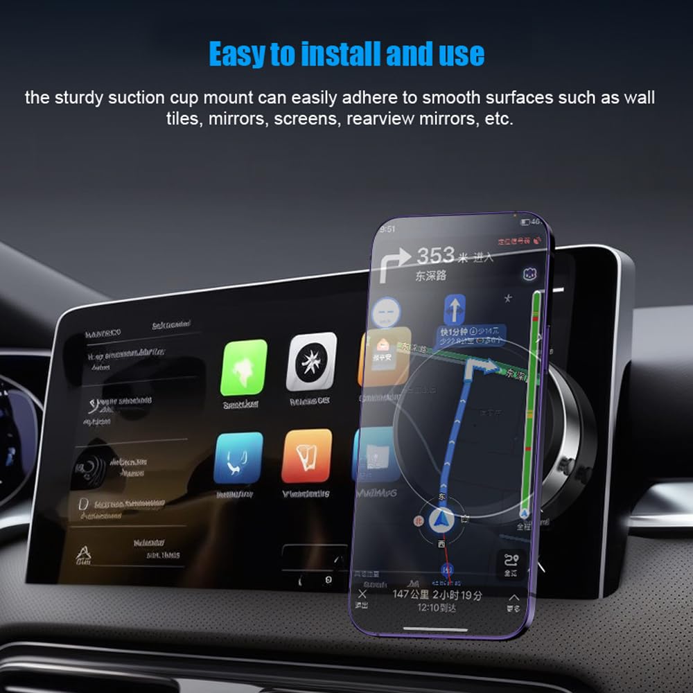 Shkalacar Universal Magnetic Phone Holder for Car - 360° Rotatable Windshield & Dashboard Mount with Strong Suction Cup | Compatible with Smartphones & Tablets | Perfect for GPS Navigation, Hands-Free Calling & Road Trips