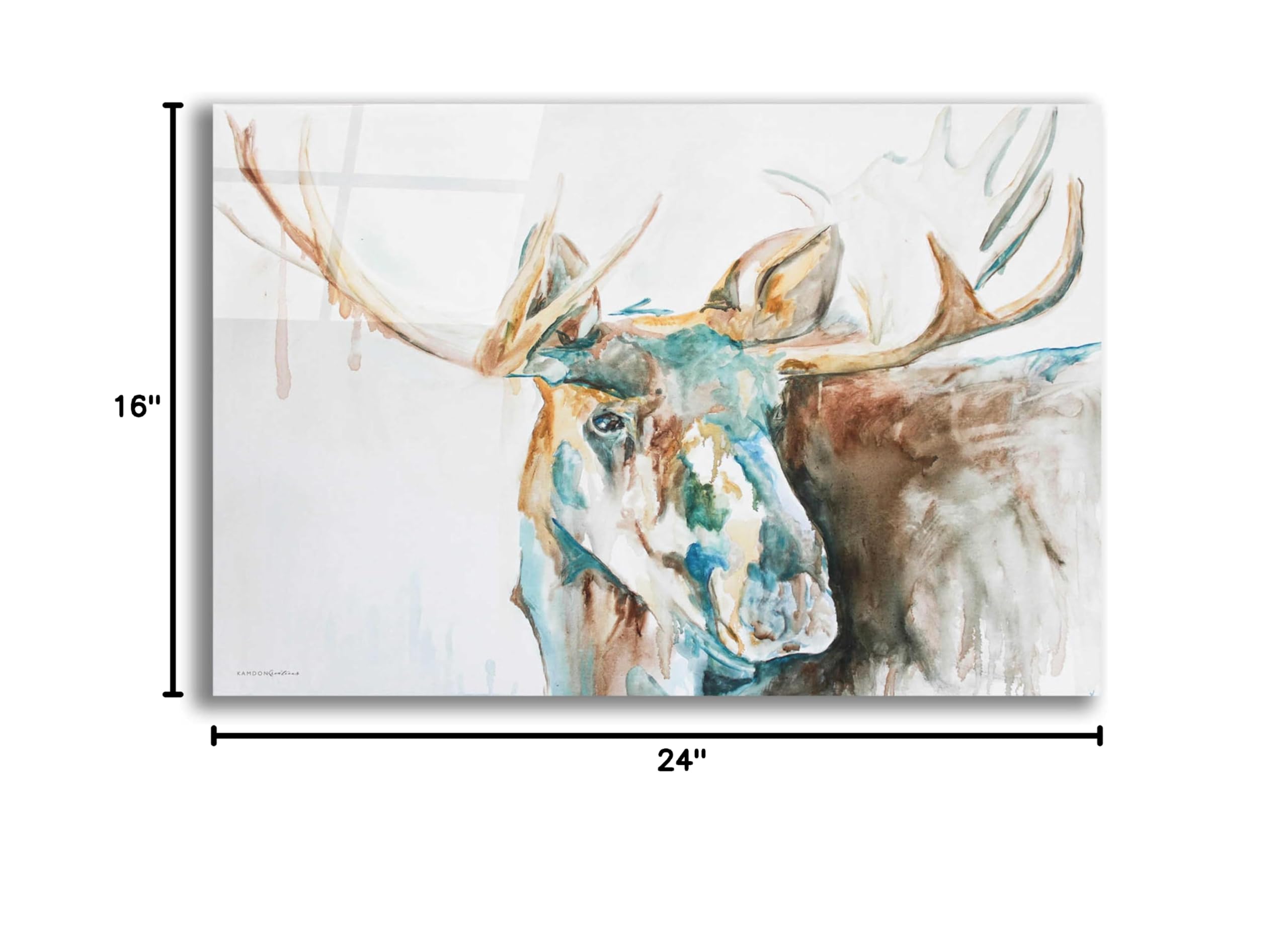 Epic Art 'Water Moose' by Kamdon Kreations - Premium Acrylic Glass Wall Decor (24x16 Inches) - Modern Home & Office Artwork for Living Room, Bedroom, or Gift