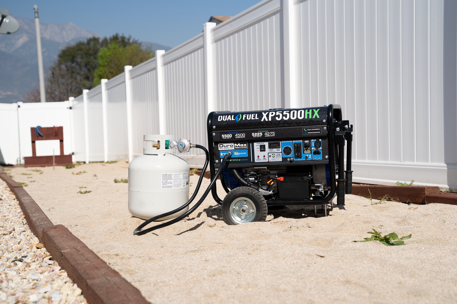 5500W Dual Fuel Portable Generator with CO Alert - Gas & Propane Powered for Camping, RV, Home Backup & Emergency Power