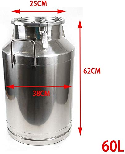 60L/15.8 Gallon Stainless Steel Milk Can - Heavy Duty Food Grade Milk Jug, Wine Pail & Liquid Storage Container with Leak-Proof Silicone Sealed Lid - Perfect for Dairy Farms, Breweries & Commercial Kitchens