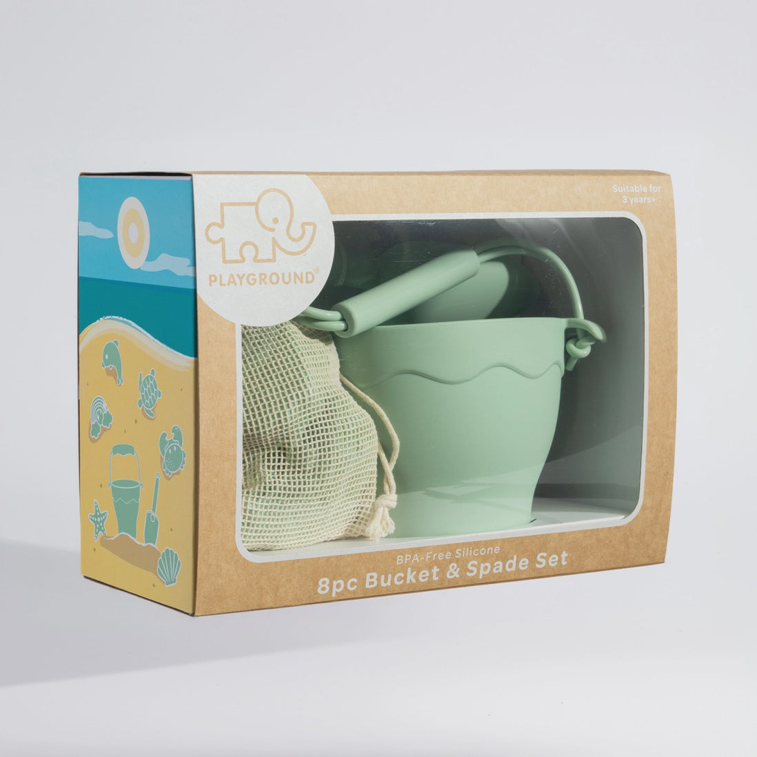 8-Piece Silicone Bucket Set - Light Sage Green for Kitchen Storage, Bathroom Organization & Kids Play - BPA-Free, Stackable & Durable