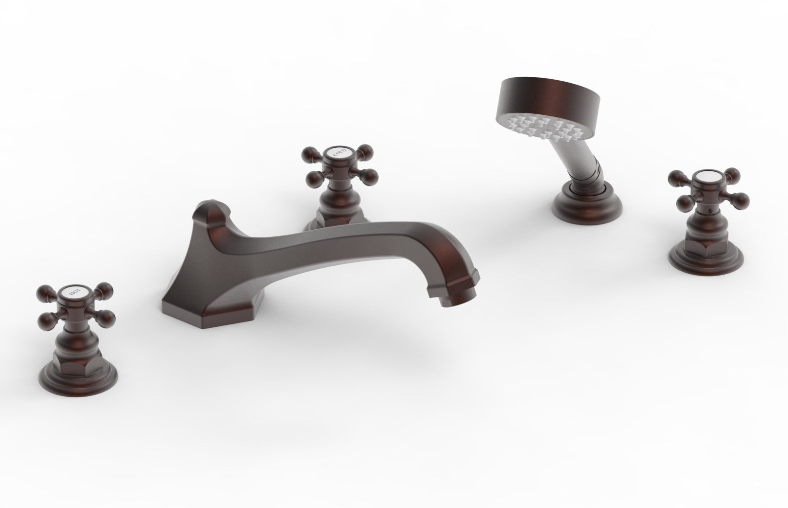 HEX TRADITIONAL Deck Mounted Bathtub Set with Hand Shower - 500 48 - Perfect for Bathroom Renovation & Spa-Like Relaxation at Home