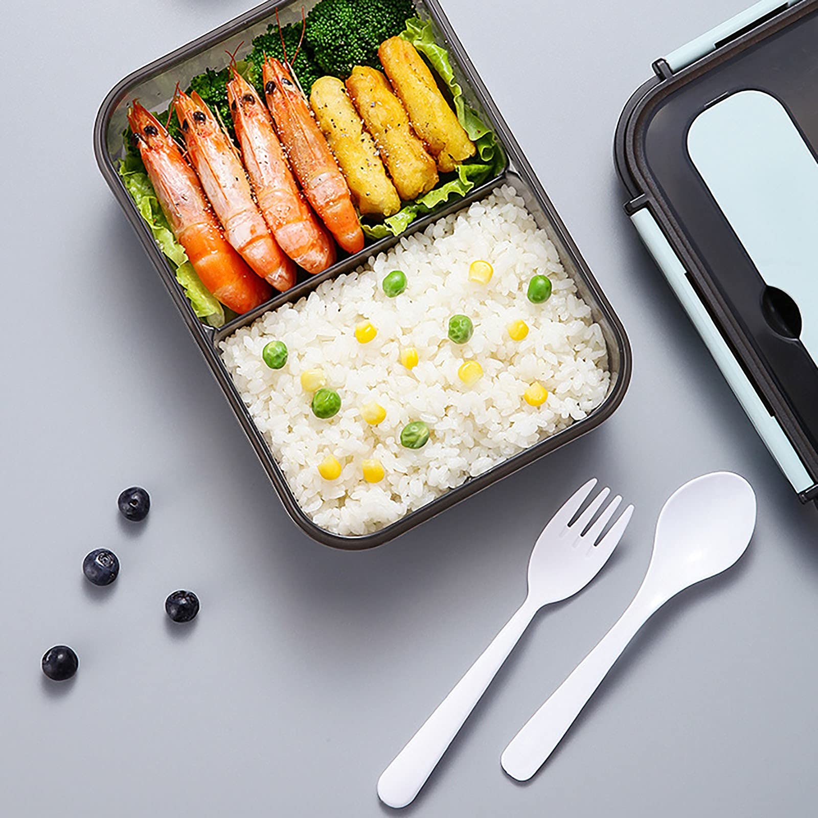 Plastic Lunch Box - Fresh-Keeping Microwave Safe Food Container with Sealed Lid, Thermal Insulation Bento Box for Office, School & Picnics (Includes Tableware) - Ideal for Meal Prep, Travel & Outdoor Dining