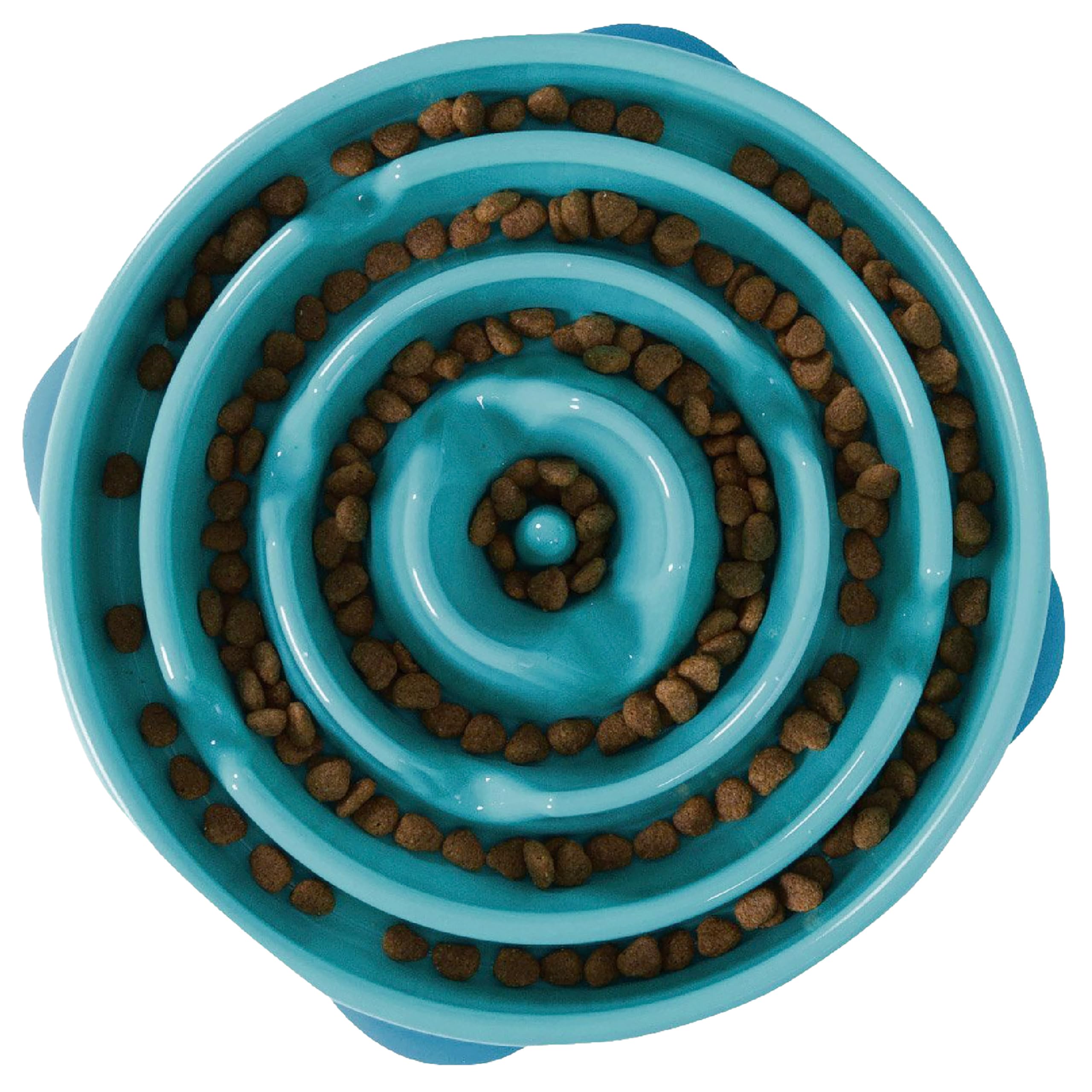 Outward Hound Fun Feeder Slo Bowl - Slow Feeder Dog Bowl for Large & Regular Dogs, Turquoise - Prevent Fast Eating & Bloat for Pets During Mealtime