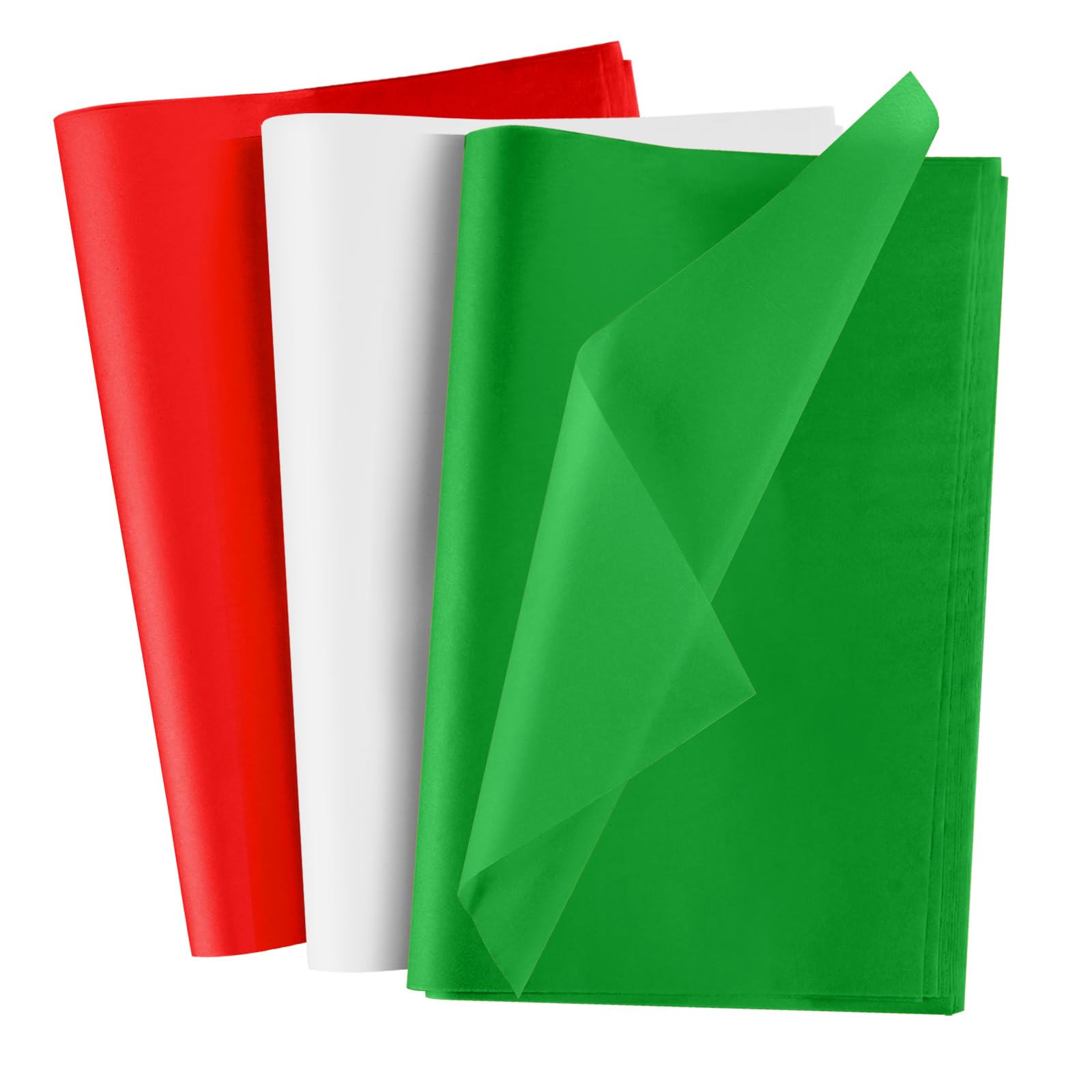 100 Sheets Christmas Tissue Paper - Red, Green & White Holiday Gift Wrapping Paper for Crafts, Bags & Party Decorations | Perfect for Christmas Presents, DIY Projects & Festive Home Decor