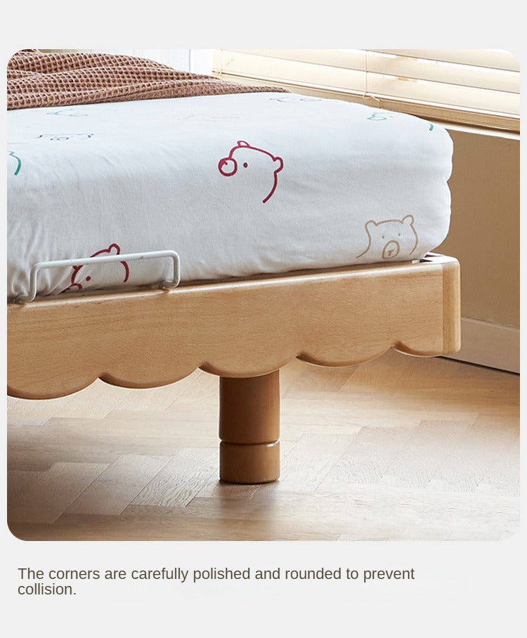 Solid Beech Wood Kids Platform Bed - No Headboard, Eco-Friendly & Sturdy for Toddler & Children's Bedroom - Perfect for Small Spaces & Montessori Style Rooms