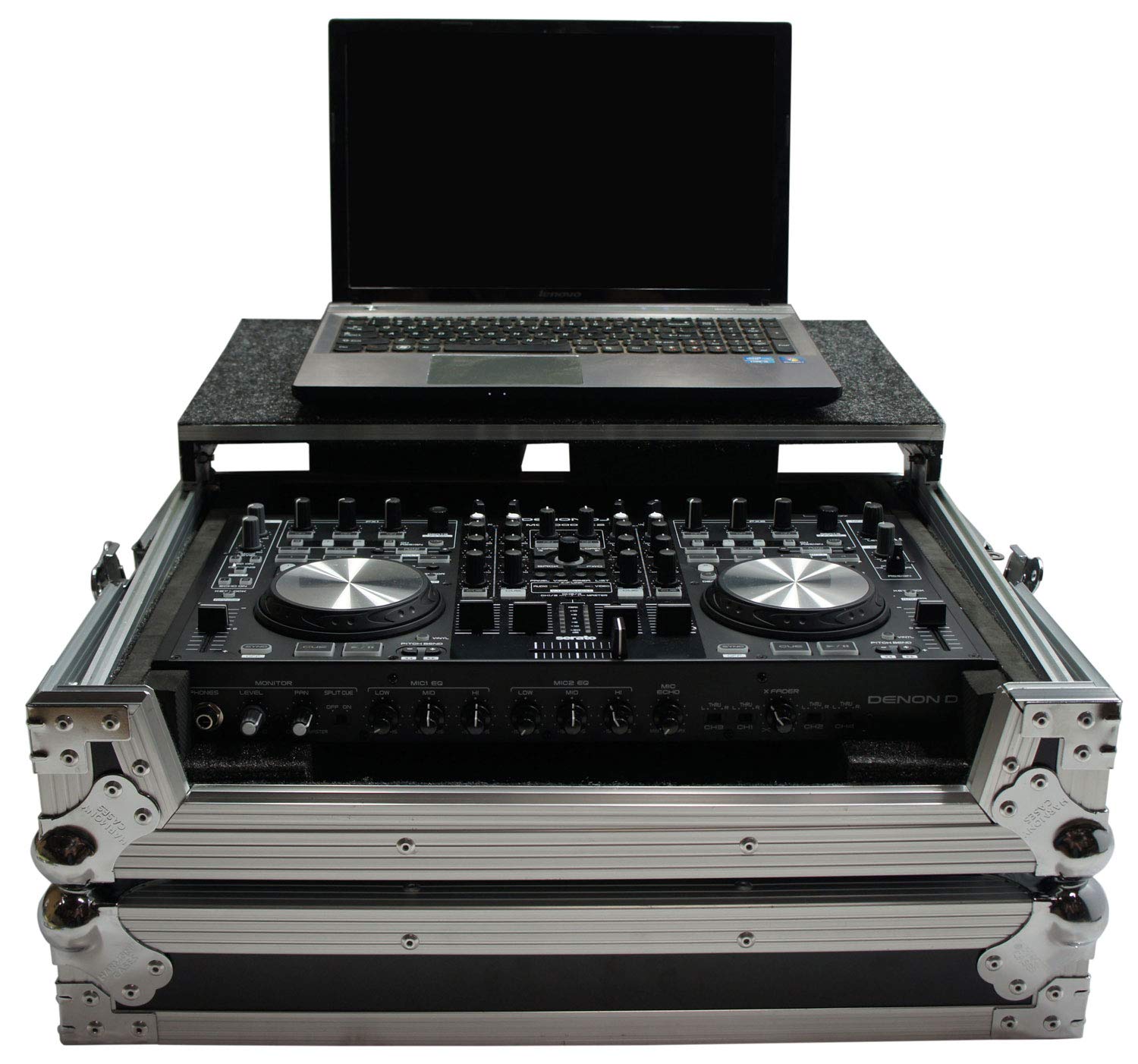 Harmony Audio HCDNMC6000LT Flight Glide Laptop Stand DJ Case - Compatible with Denon DN-MC3000 Mixer | Perfect for DJs, Music Producers & Live Performances