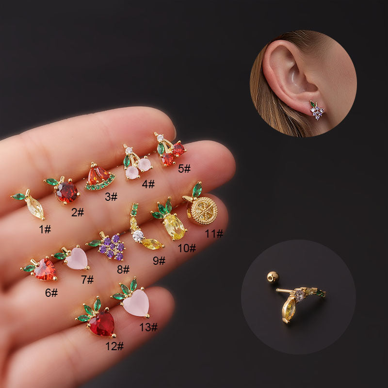 20G Mini Peach Helix Anti Tragus Fruit Stud Earrings - Dainty Cartilage Piercing Jewelry for Women | Perfect for Everyday Wear & Special Occasions