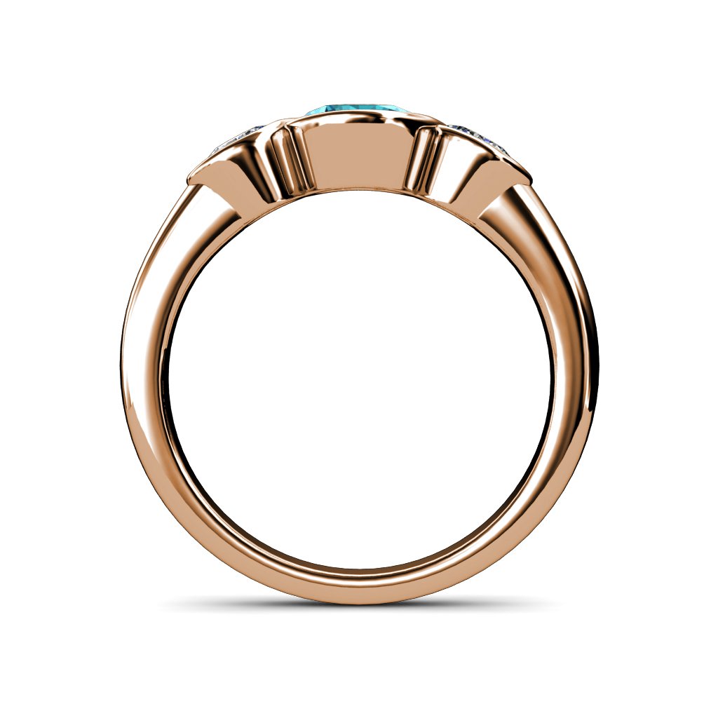 1.95ct London Blue Topaz & Diamond Infinity Three Stone Ring in 14K Rose Gold (SI2, G) - Elegant Anniversary Gift for Her, Wedding Jewelry, Engagement Promise Ring