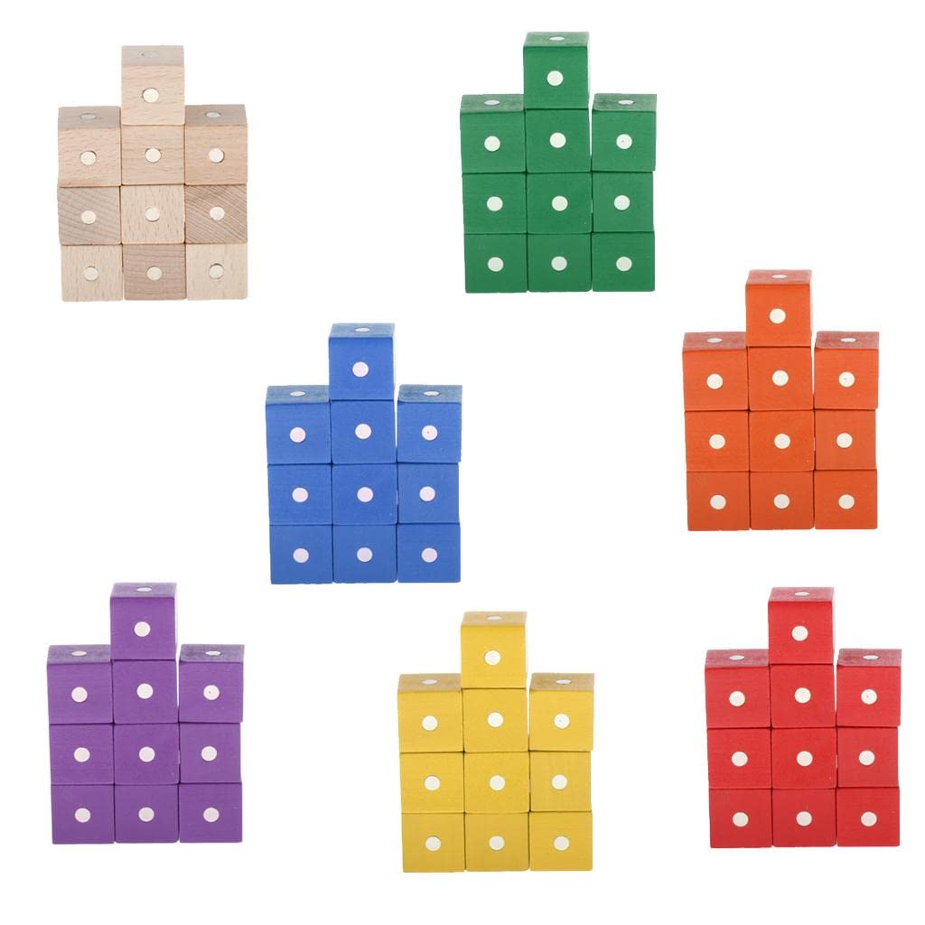 Colorful Wooden Cube Blocks for Kids - Early Learning & Educational Toys | Montessori Teaching Aids | STEM Preschool Activities | Perfect for Classroom, Homeschool & Toddler Playtime