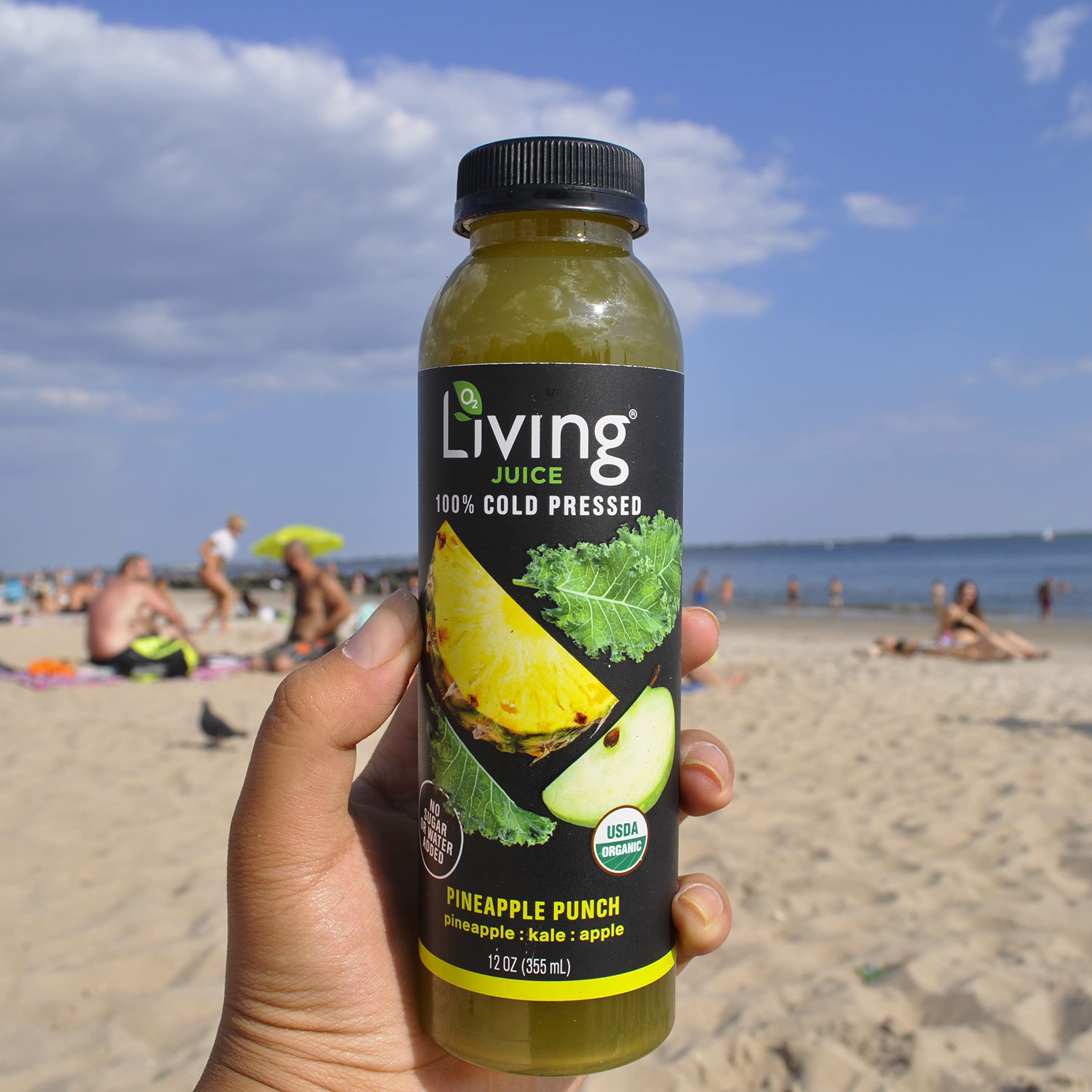 O2 Living Cold Pressed Organic Juice - Pineapple Punch Flavor | Low-Calorie Detox Drink with 4 Vegetable Servings | Non-GMO, Vitamin-Rich Immunity Booster | 18 Pack (12oz Bottles) | Perfect for Post-Workout Recovery, Morning Energy Boost & Healthy Lifestyle