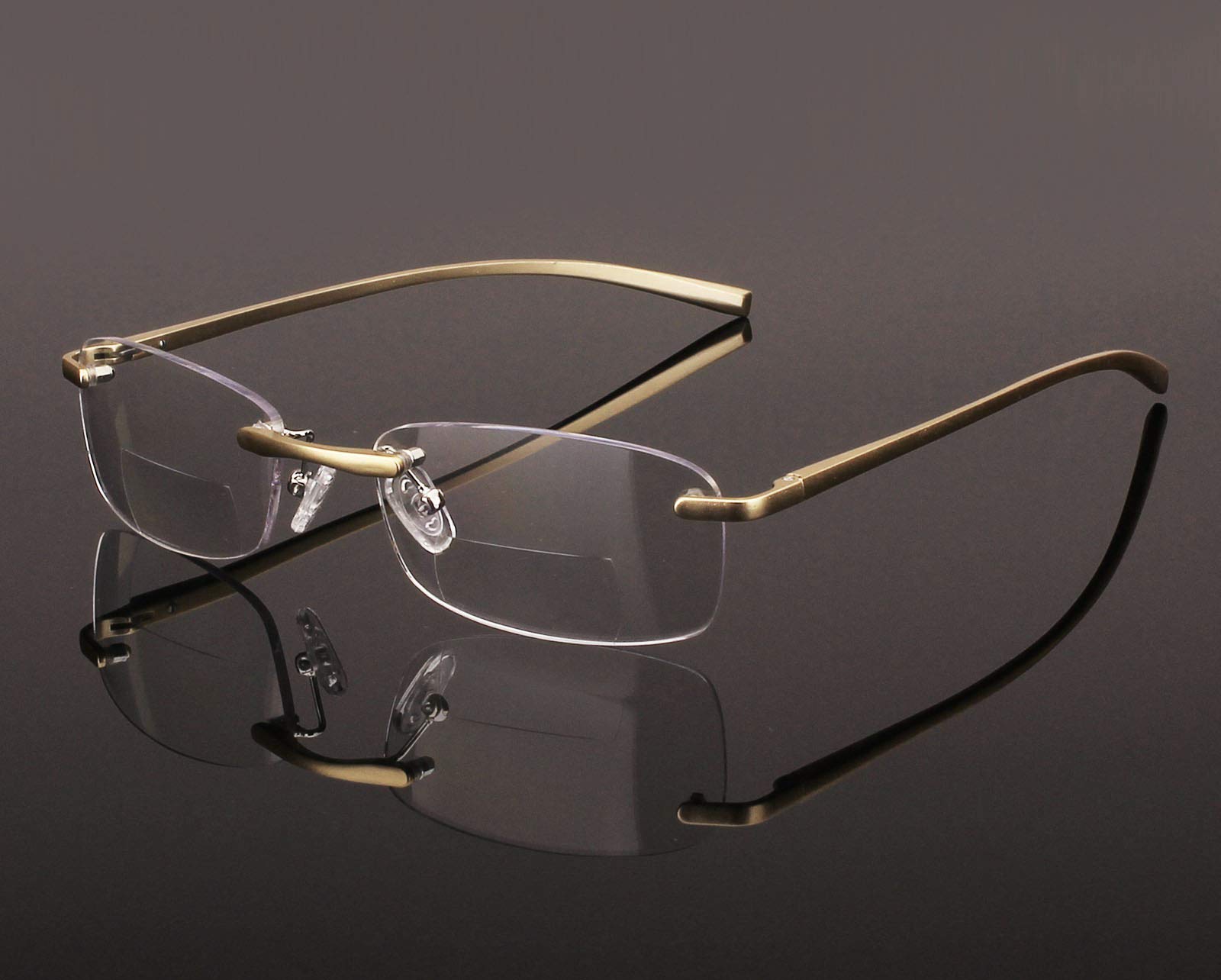 Rimless Rectangle Bifocal Reading Glasses for Men and Women - Lightweight Spring Hinge Frameless Readers - Perfect for Reading, Computer Work, and Daily Use